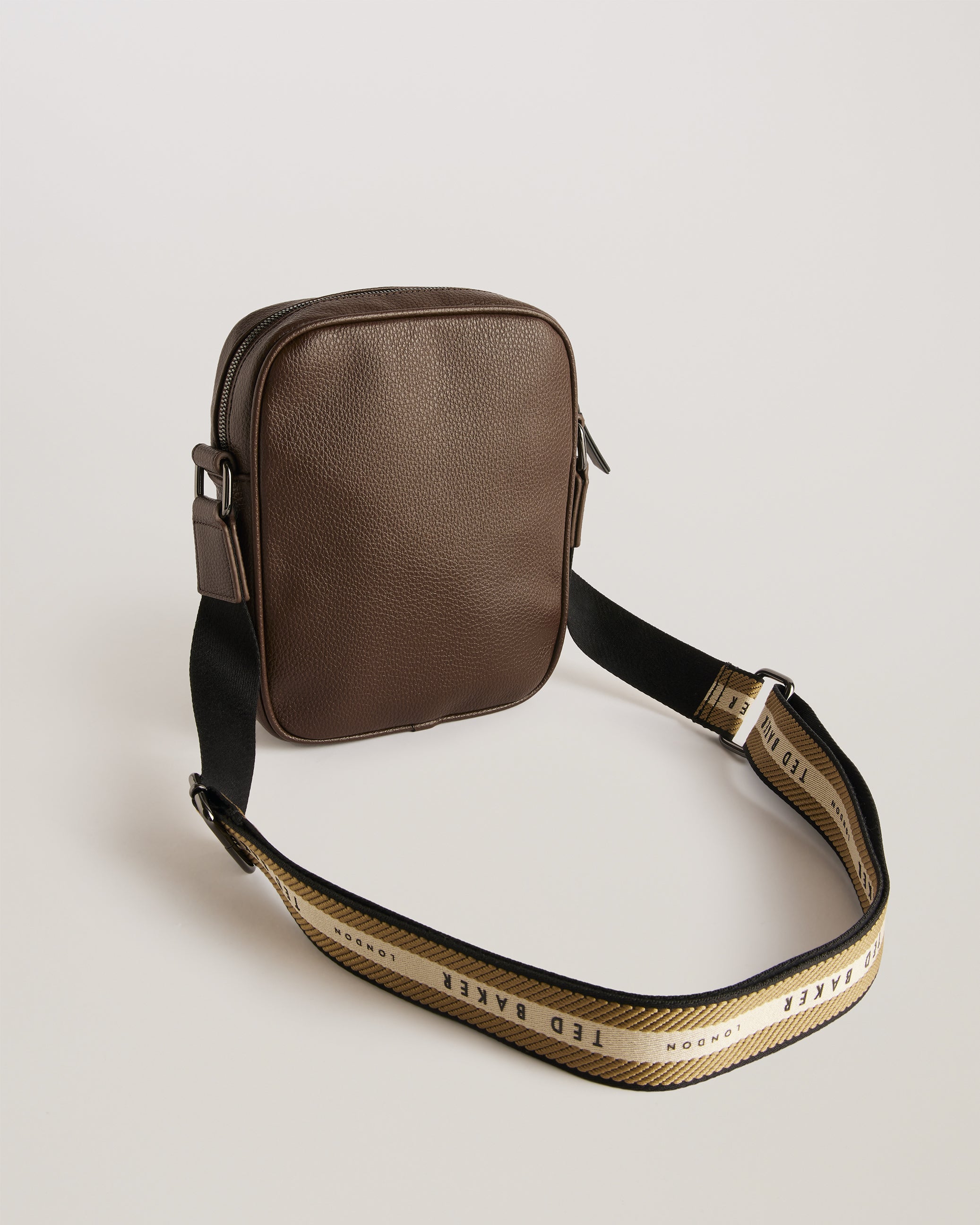 Kiian Faux Leather Webbing Crossbody Bag Brn-Choc