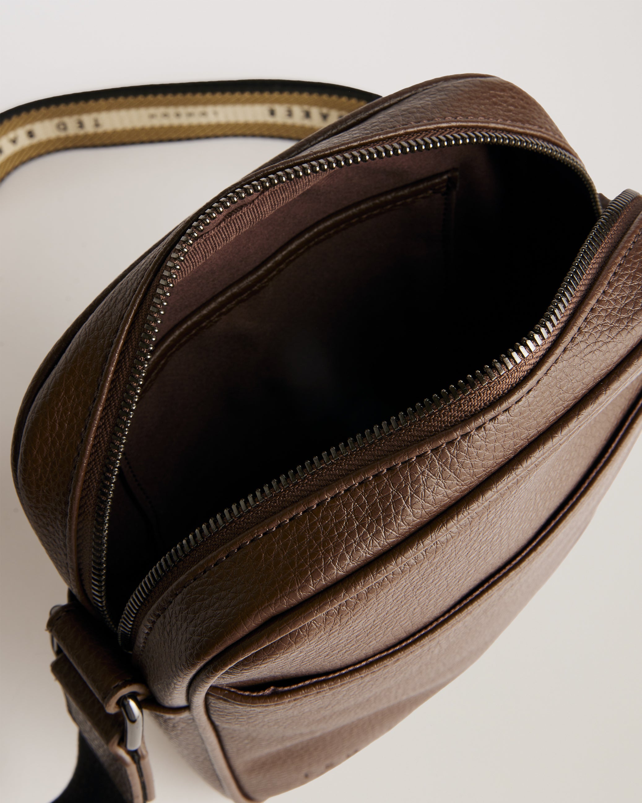 Kiian Faux Leather Webbing Crossbody Bag Brn-Choc