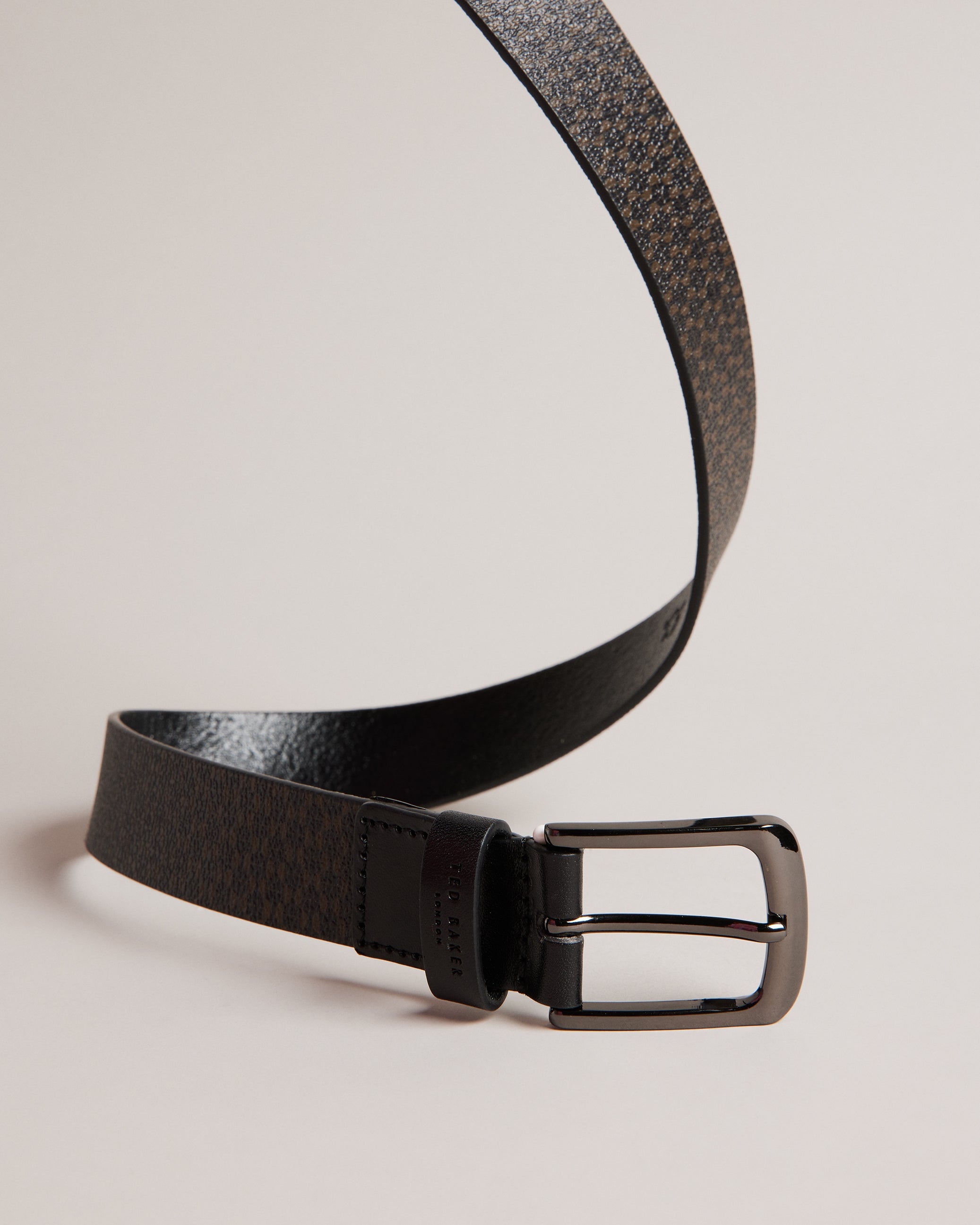 Conaby Geometric Leather Belt Black