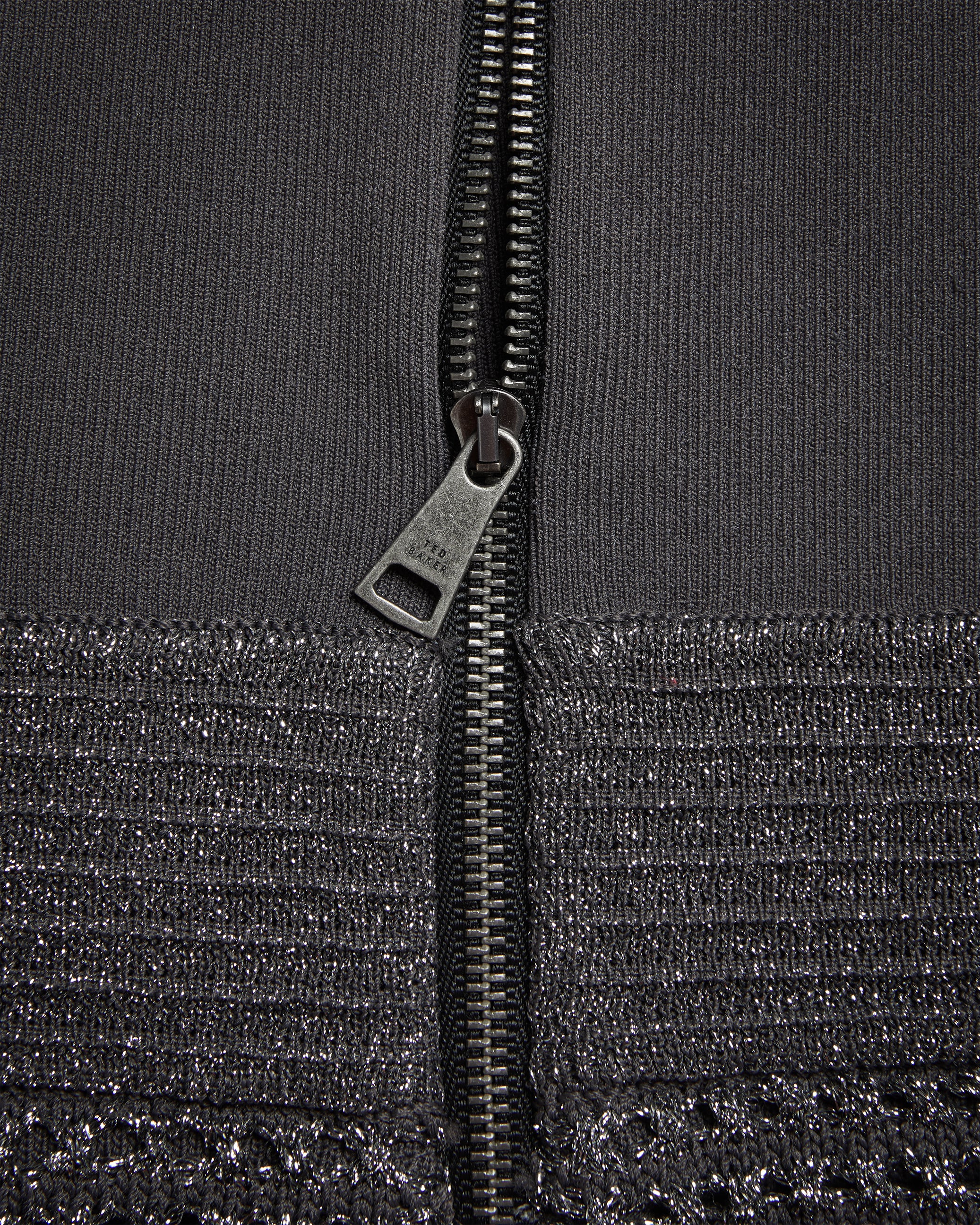 Sanriia Knitted Mini Bodycon With Metallic Skirt Gunmetal