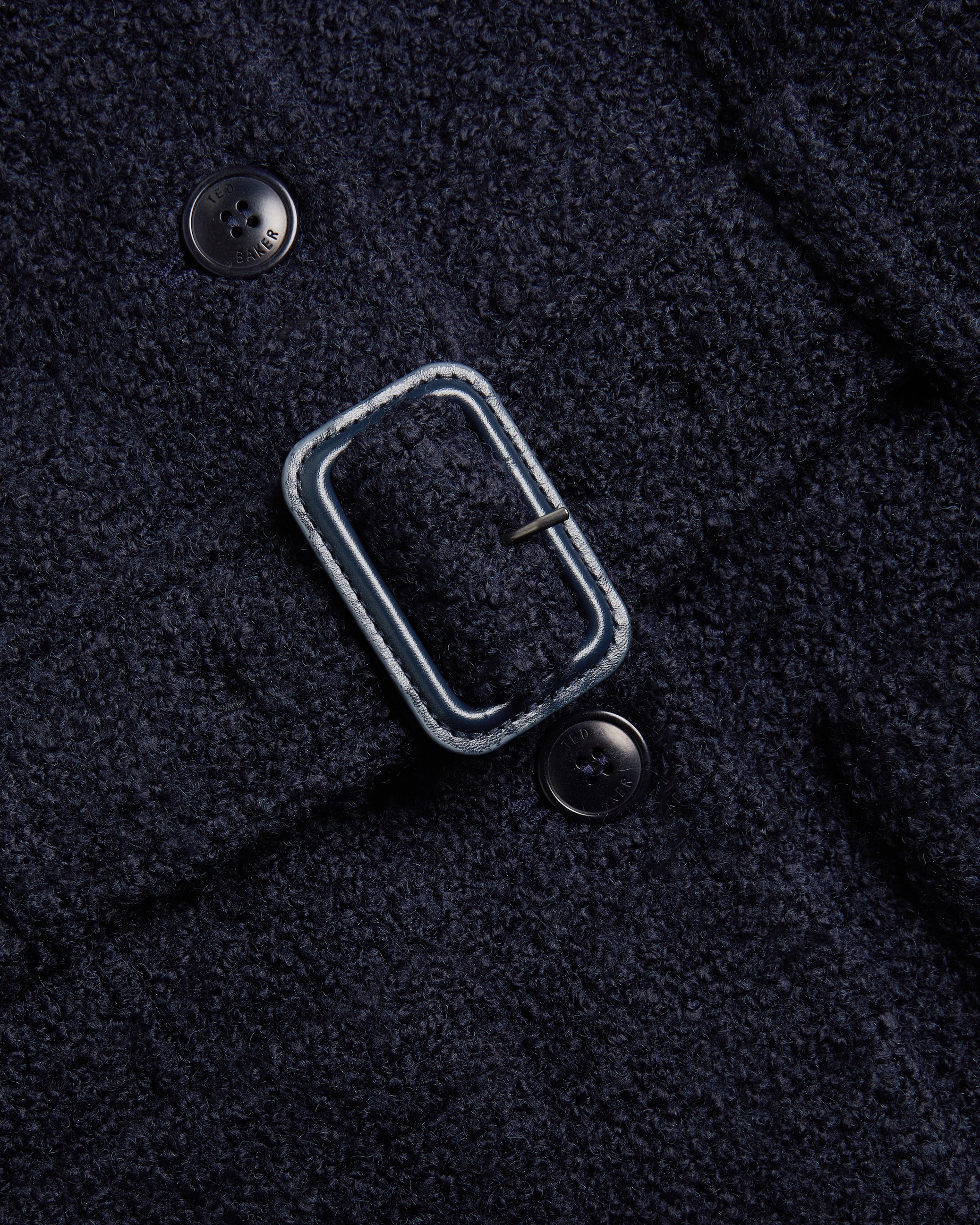 Lyddiia Longline Wool Blend Coat With Faux Fur Dk-Blue