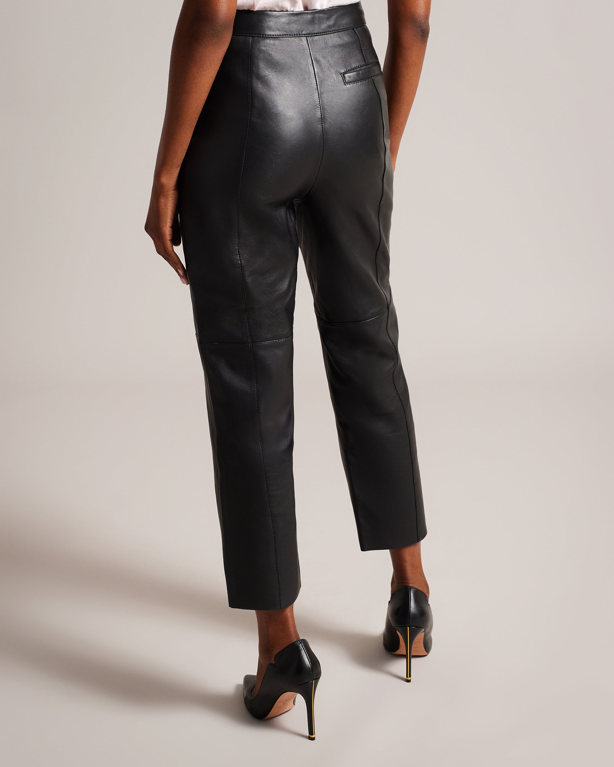 Enyyaa Panelled Leather Trousers Black