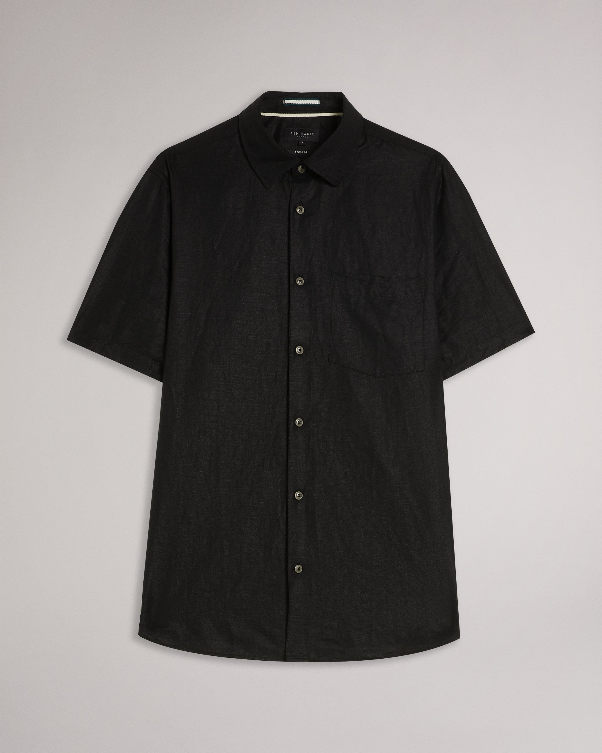 Kingfrd Short Sleeve Linen Shirt Black