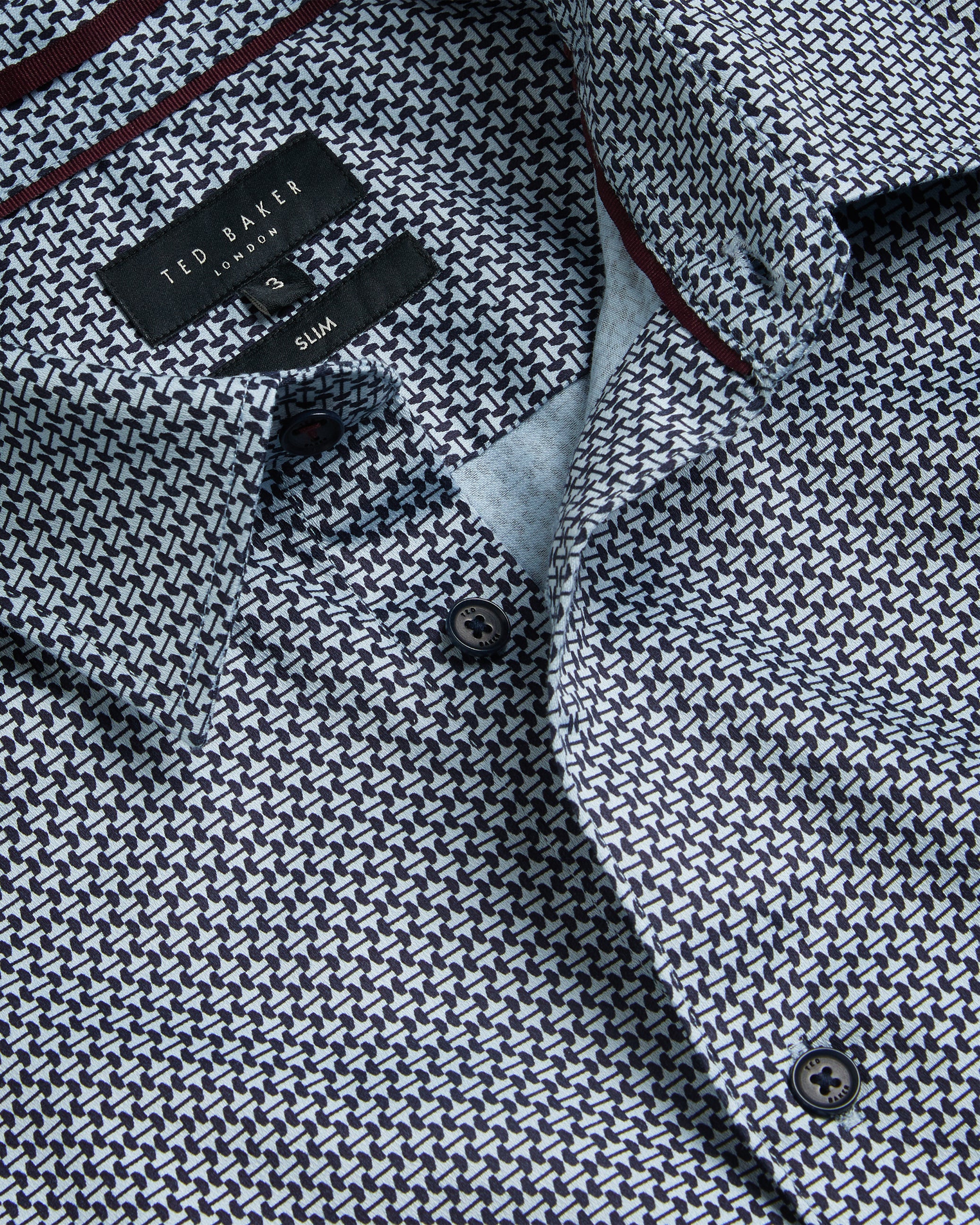 Faenza Long Sleeve Geometric Shirt Navy