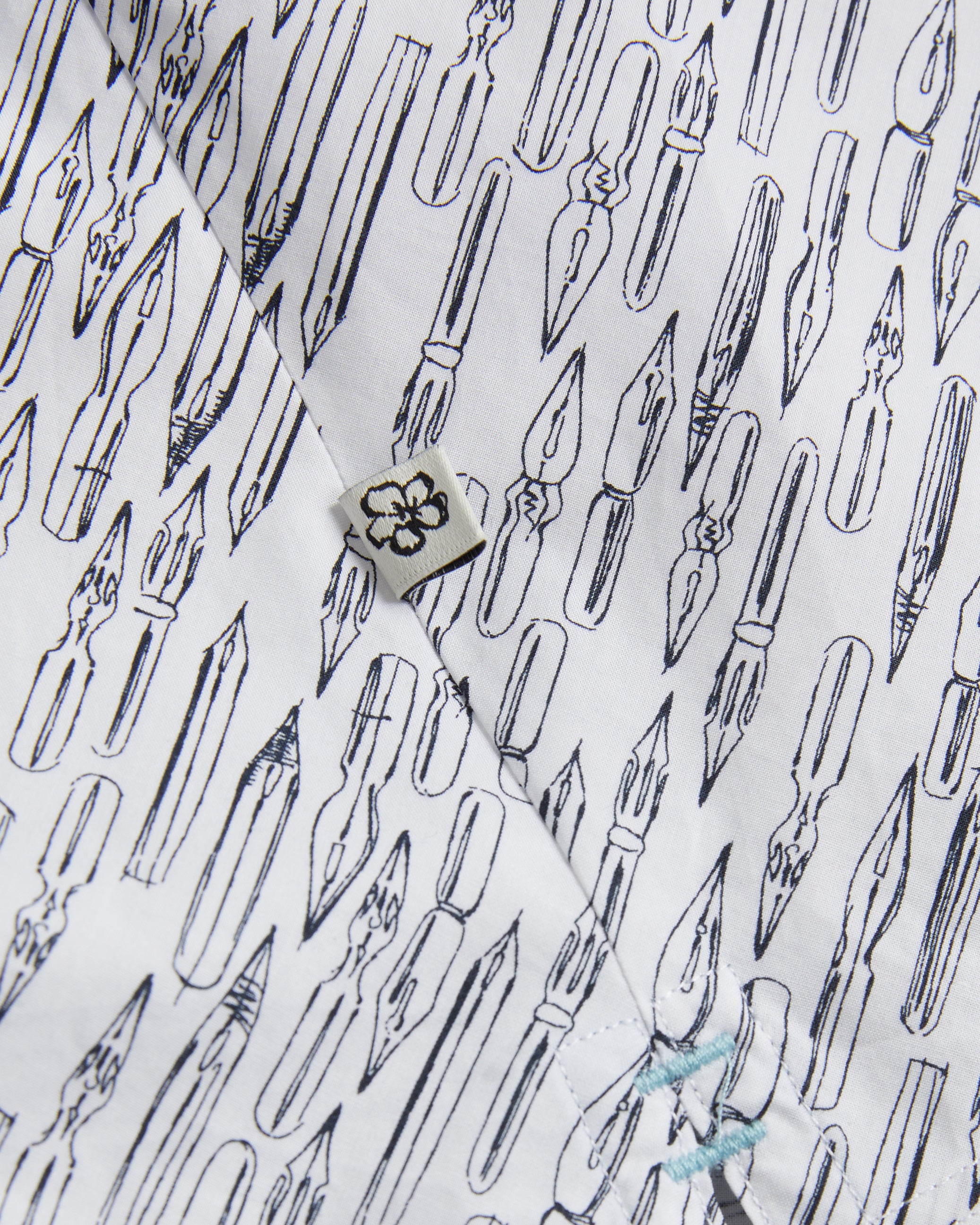 Rieti Short Sleeve Fountain Pen Print Shirt White