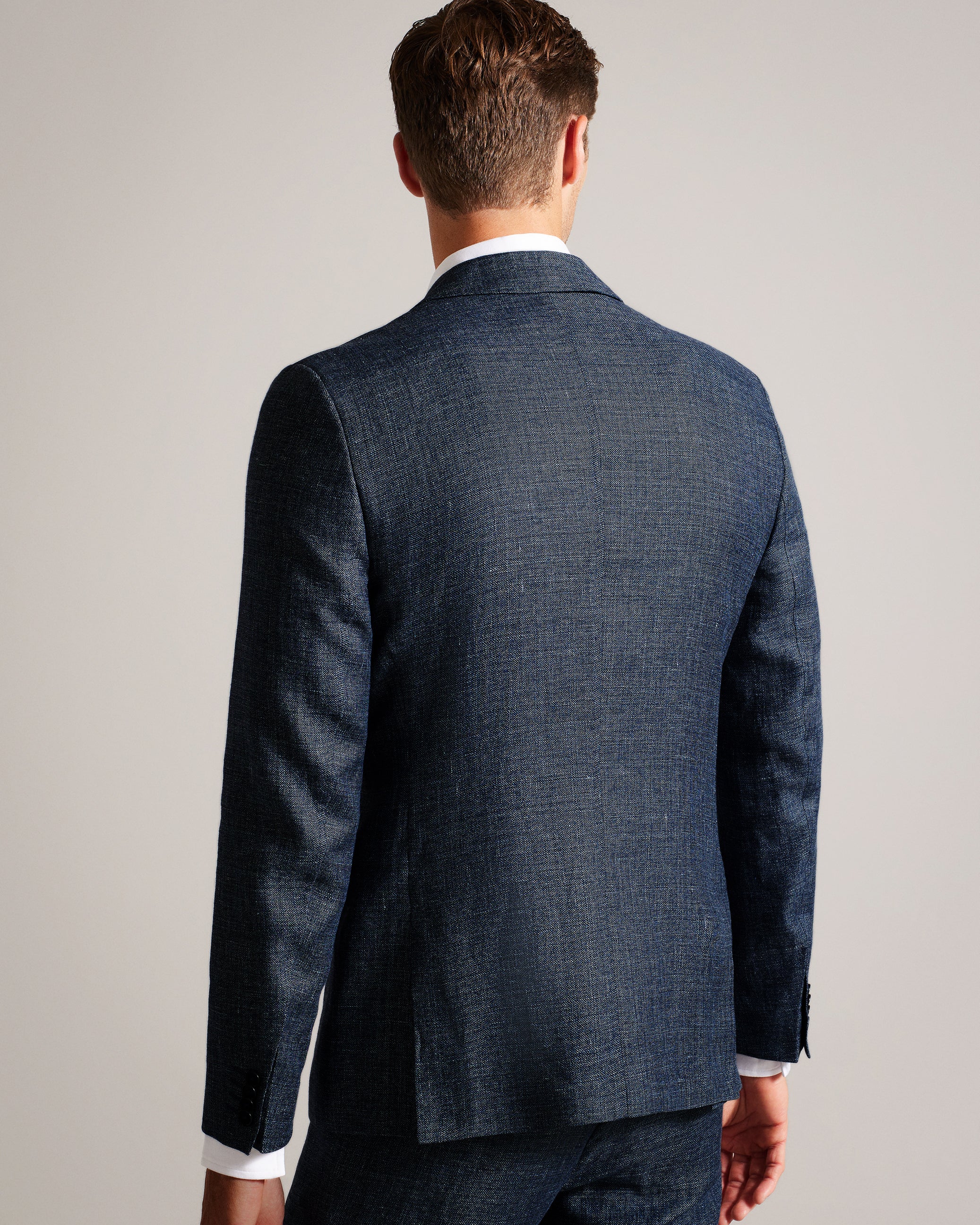 Tyrusj Slim Fit Linen And Wool Suit Jacket Navy