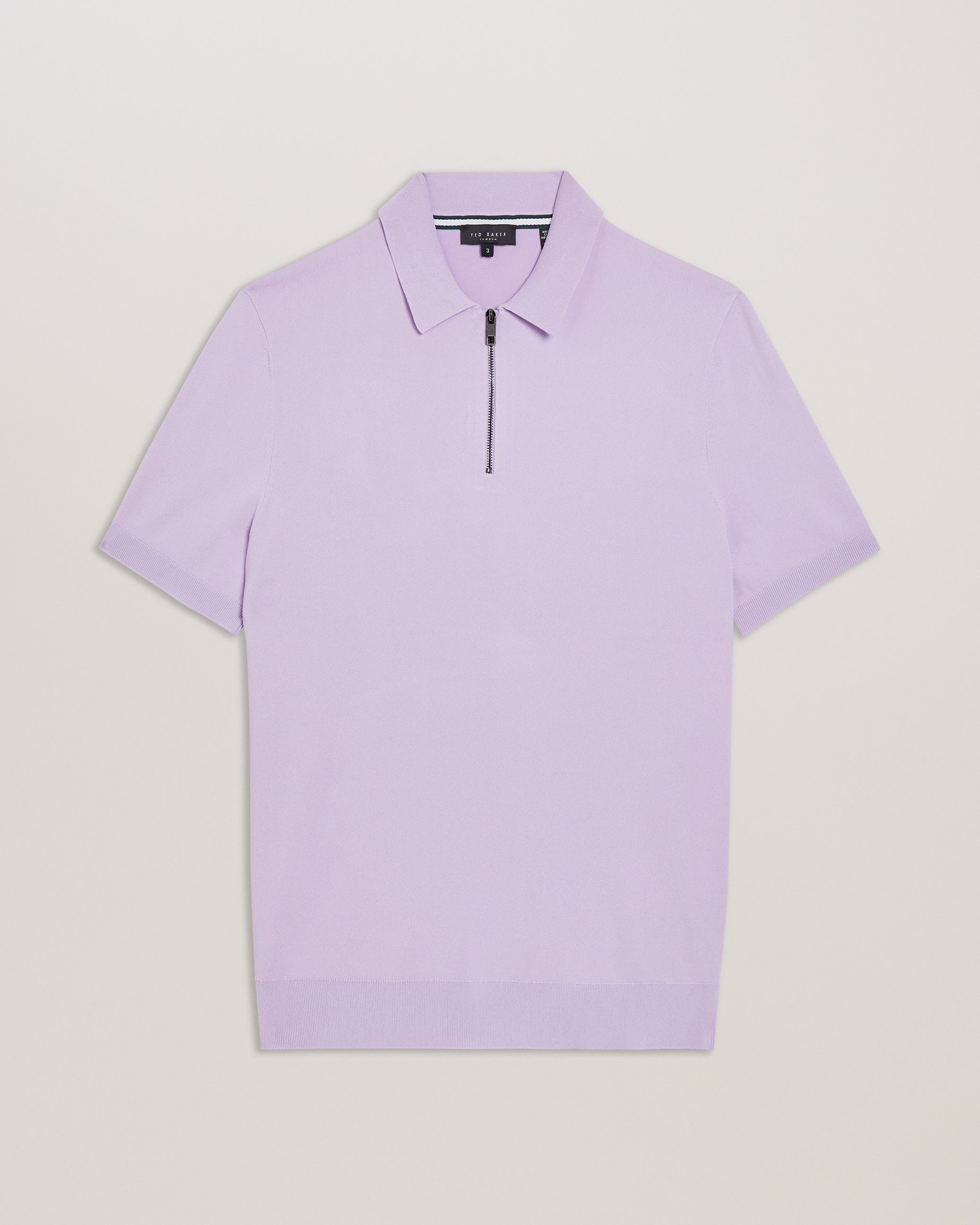 Daldin Short Sleeve Rayon Zip Polo Shirt Lilac