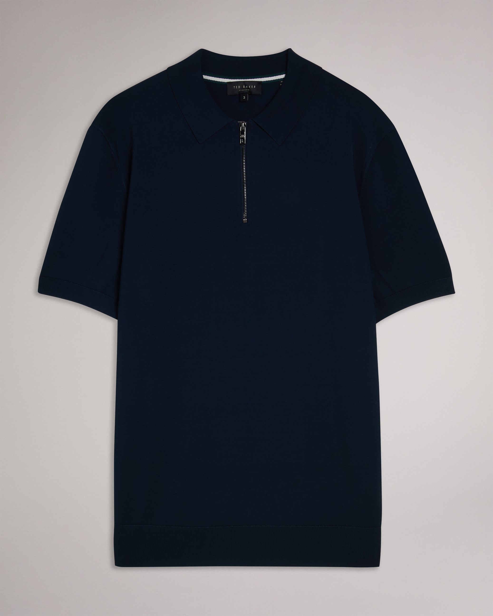 Daldin Ss Rayon Zip Polo Navy