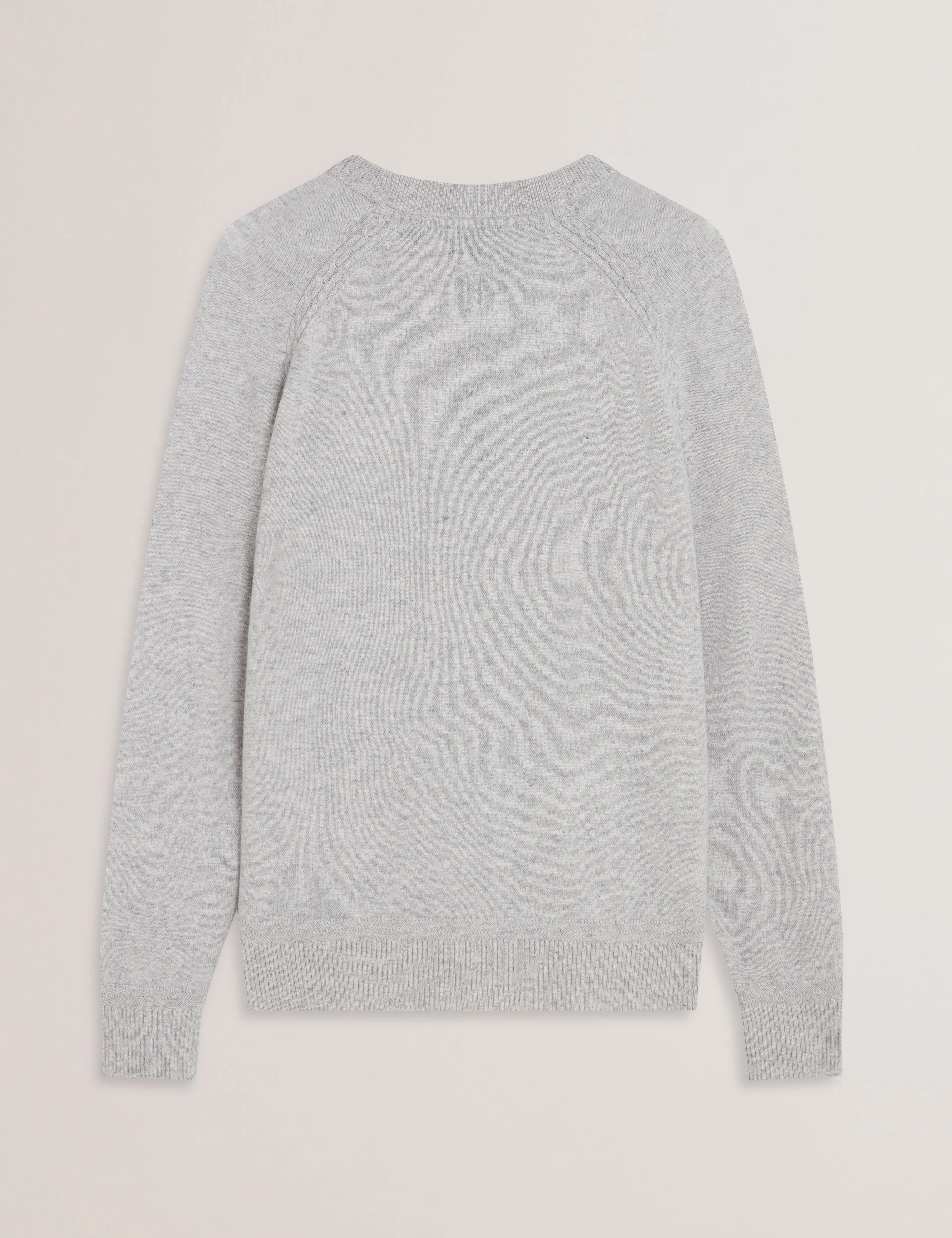 Glant Long Sleeve Cashmere Cable-T Crew Neck Grey