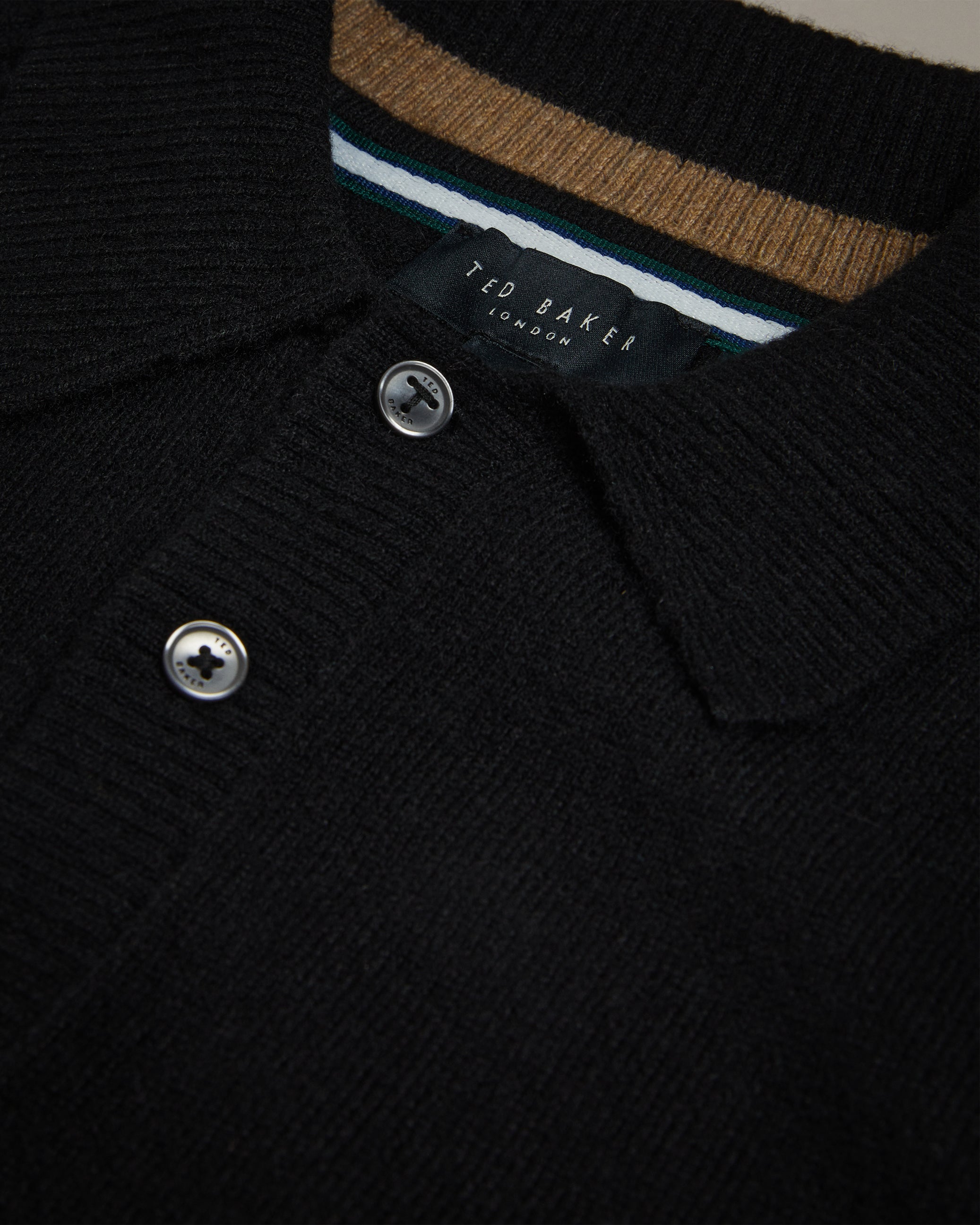 Karolt Ls Cashmere Cable Textured T Polo Black