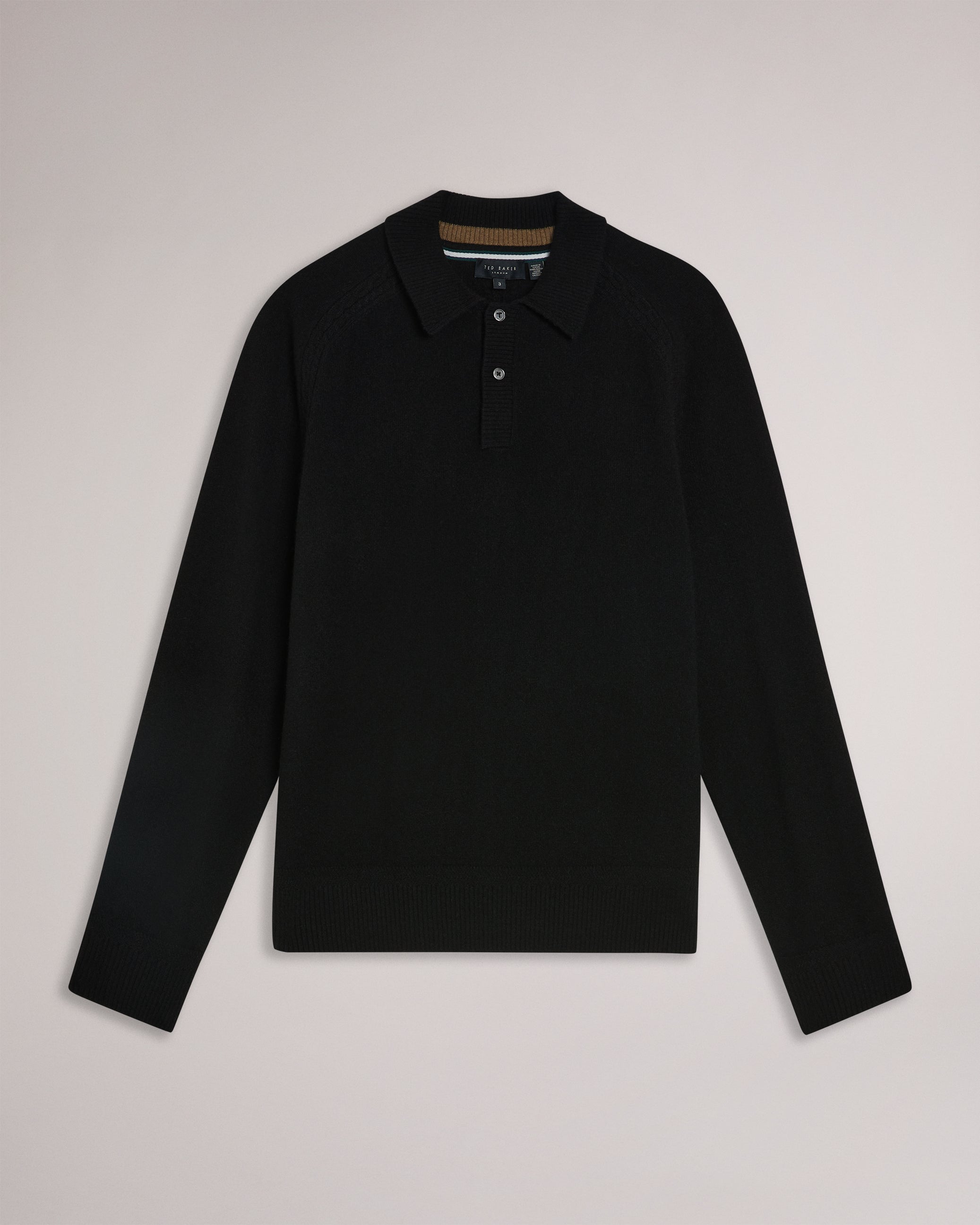 Karolt Ls Cashmere Cable Textured T Polo Black