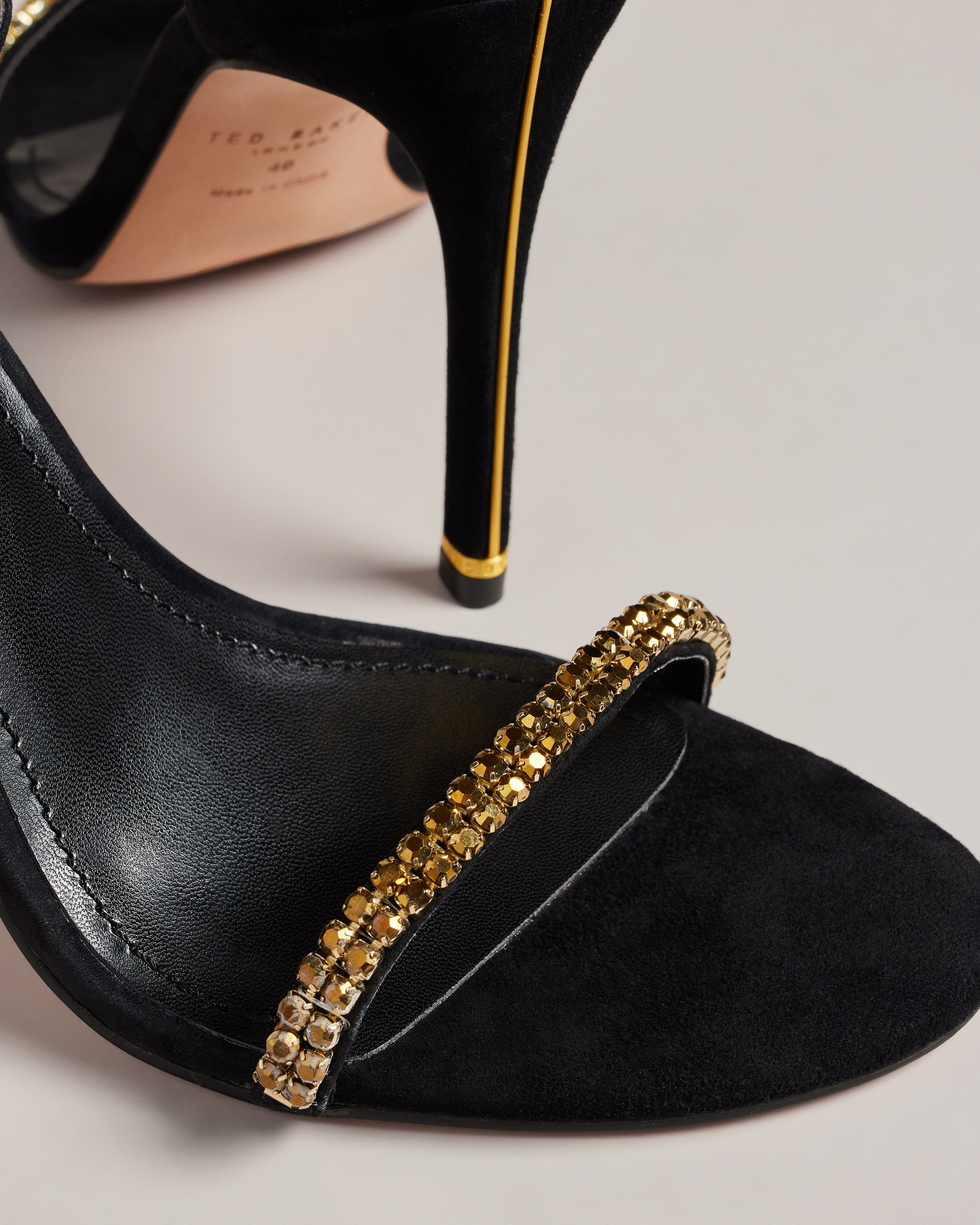 Helenni Crystal Embellished Heeled Sandals Gold