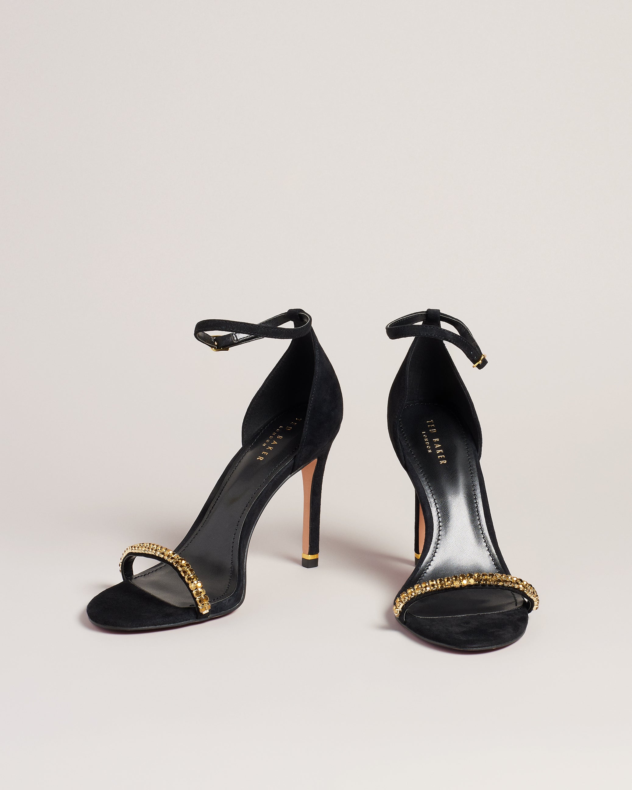Helenni Crystal Embellished Heeled Sandals Gold