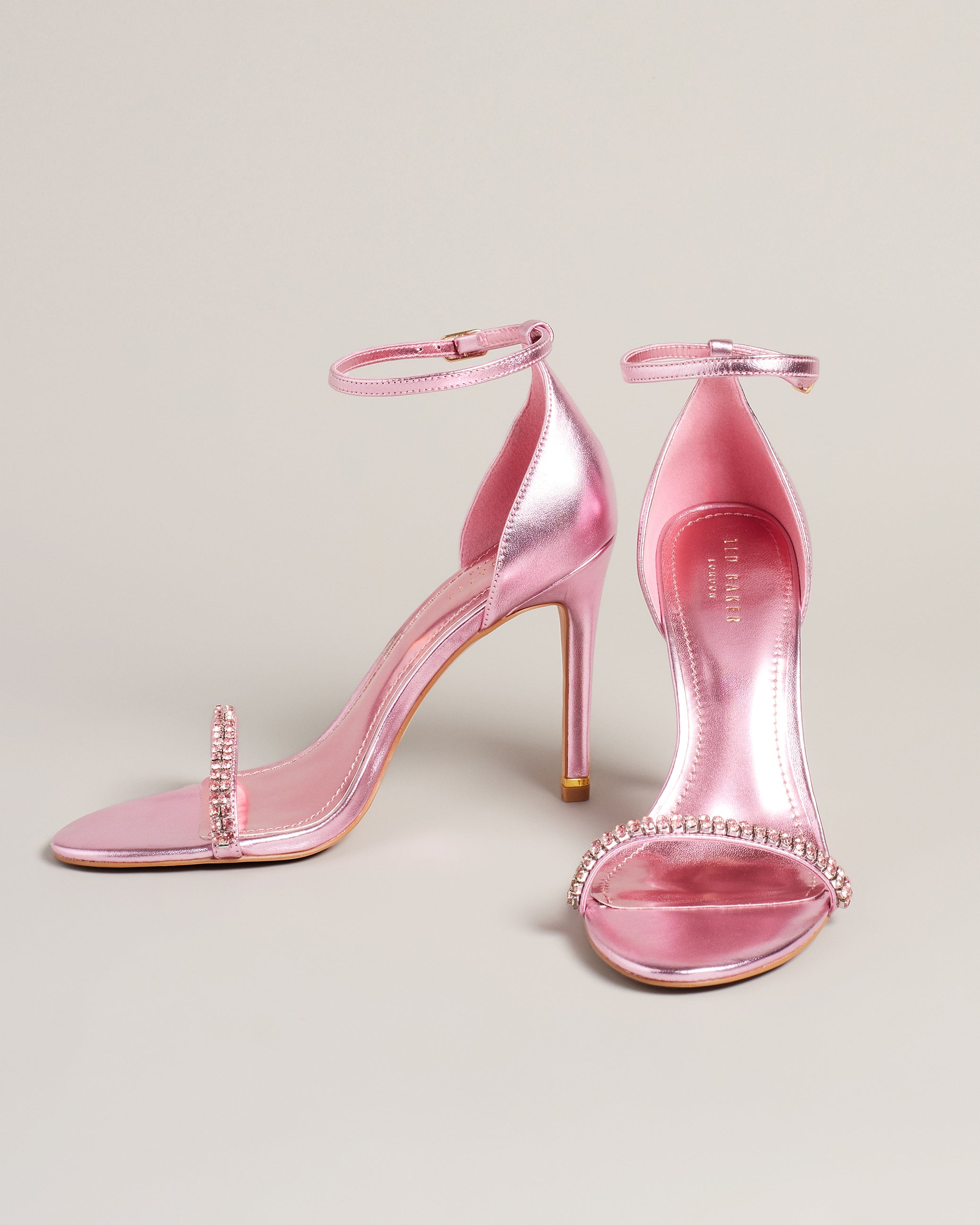 Helenni Crystal Embellished Heeled Sandals Pl-Pink