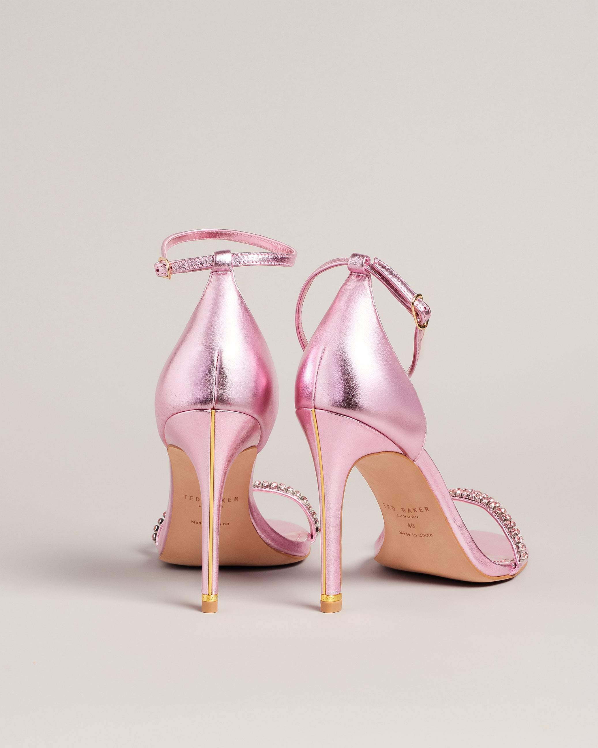 Helenni Crystal Embellished Heeled Sandals Pl-Pink