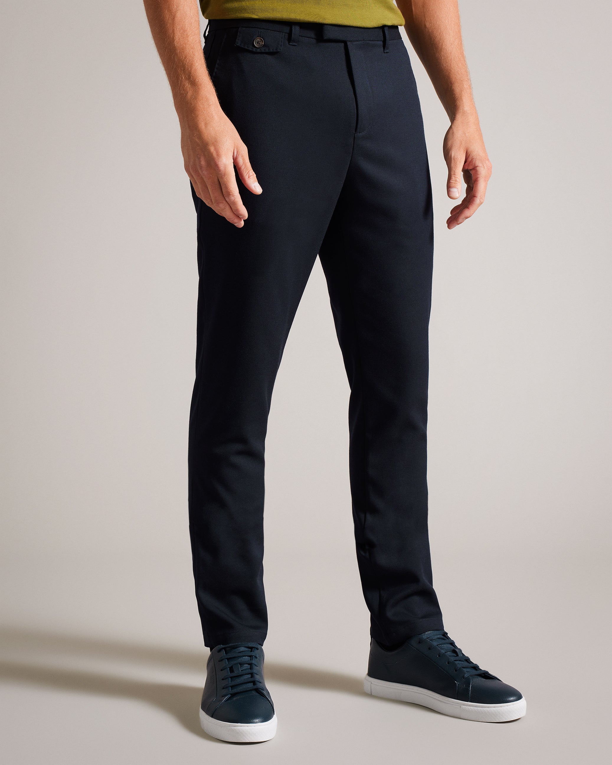 Ngolo Slim Fit Flannel Trousers Navy