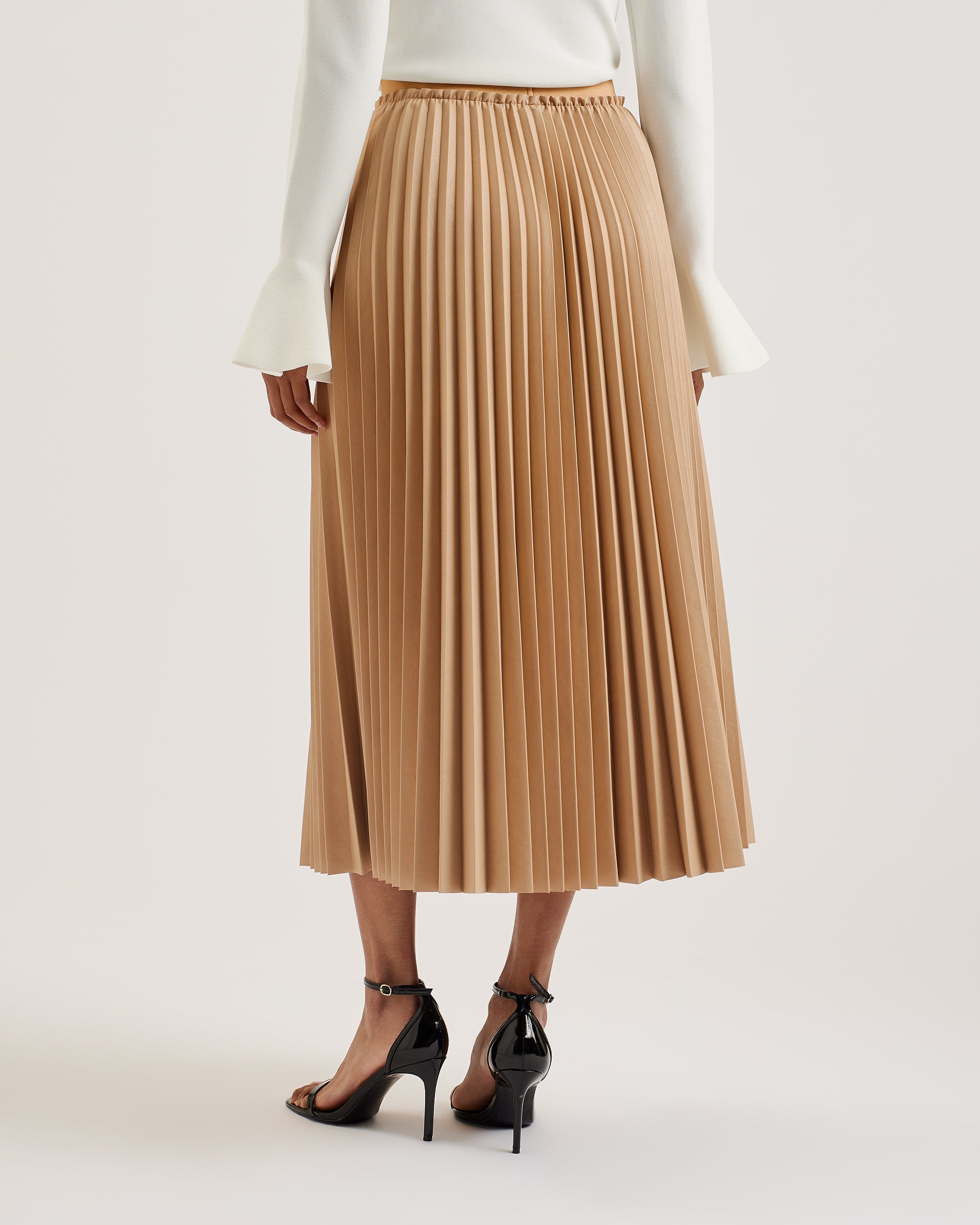 Buy Liydah Faux Leather Pleated Skirt Camel For Women Ted Baker UAE