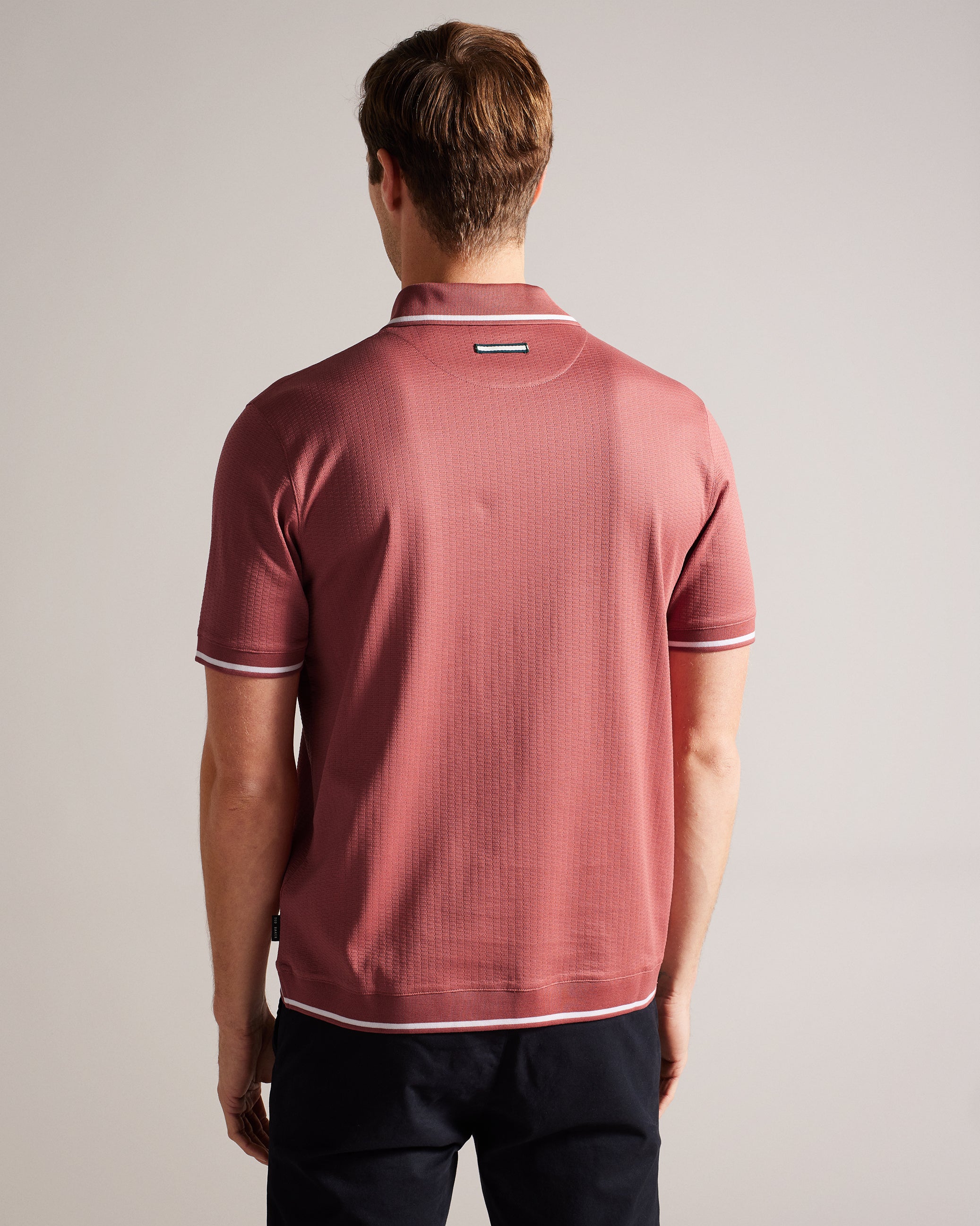 Erwen Regular Fit Textured Polo Shirt Mid-Pink