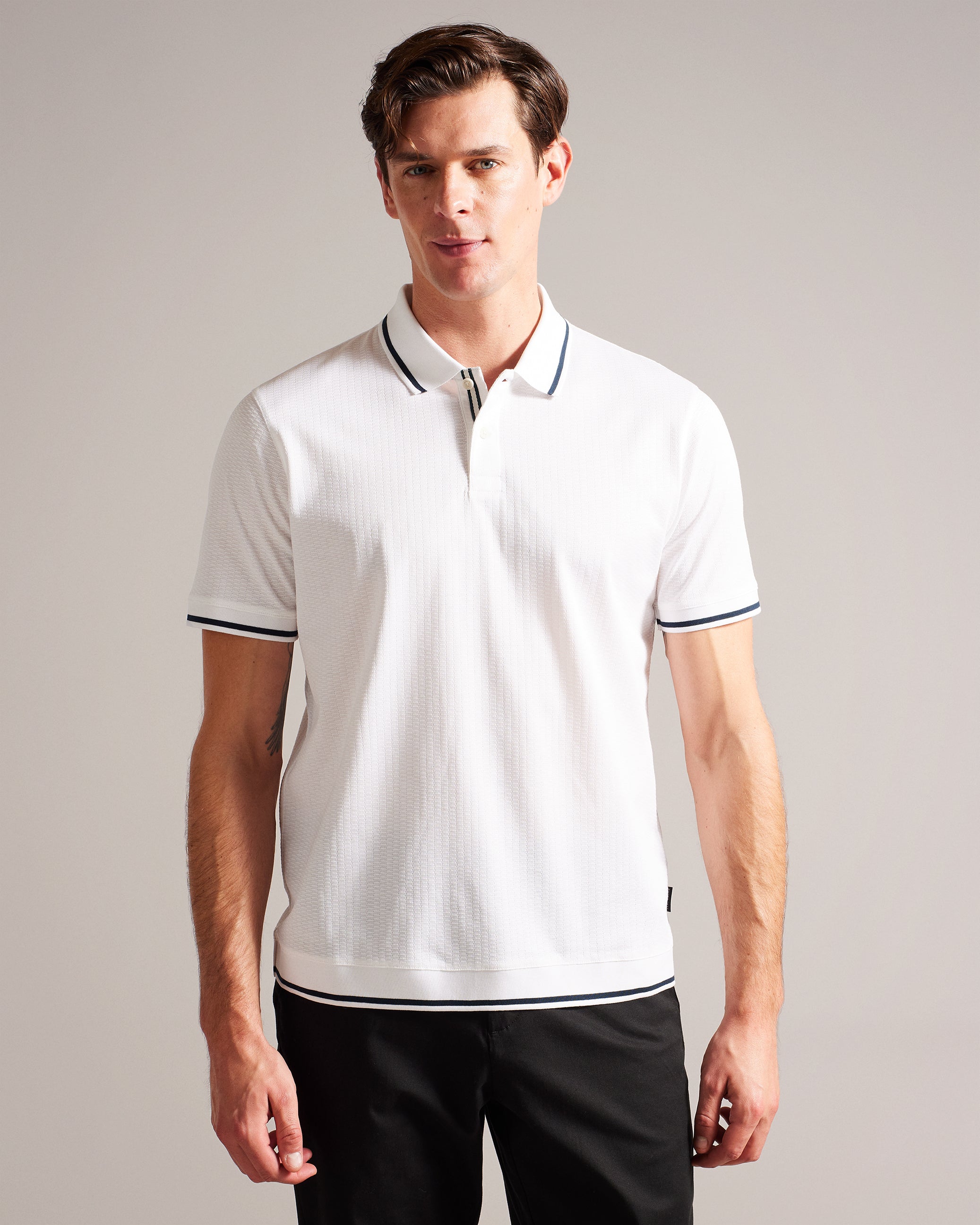 Erwen Regular Fit Textured Polo Shirt White