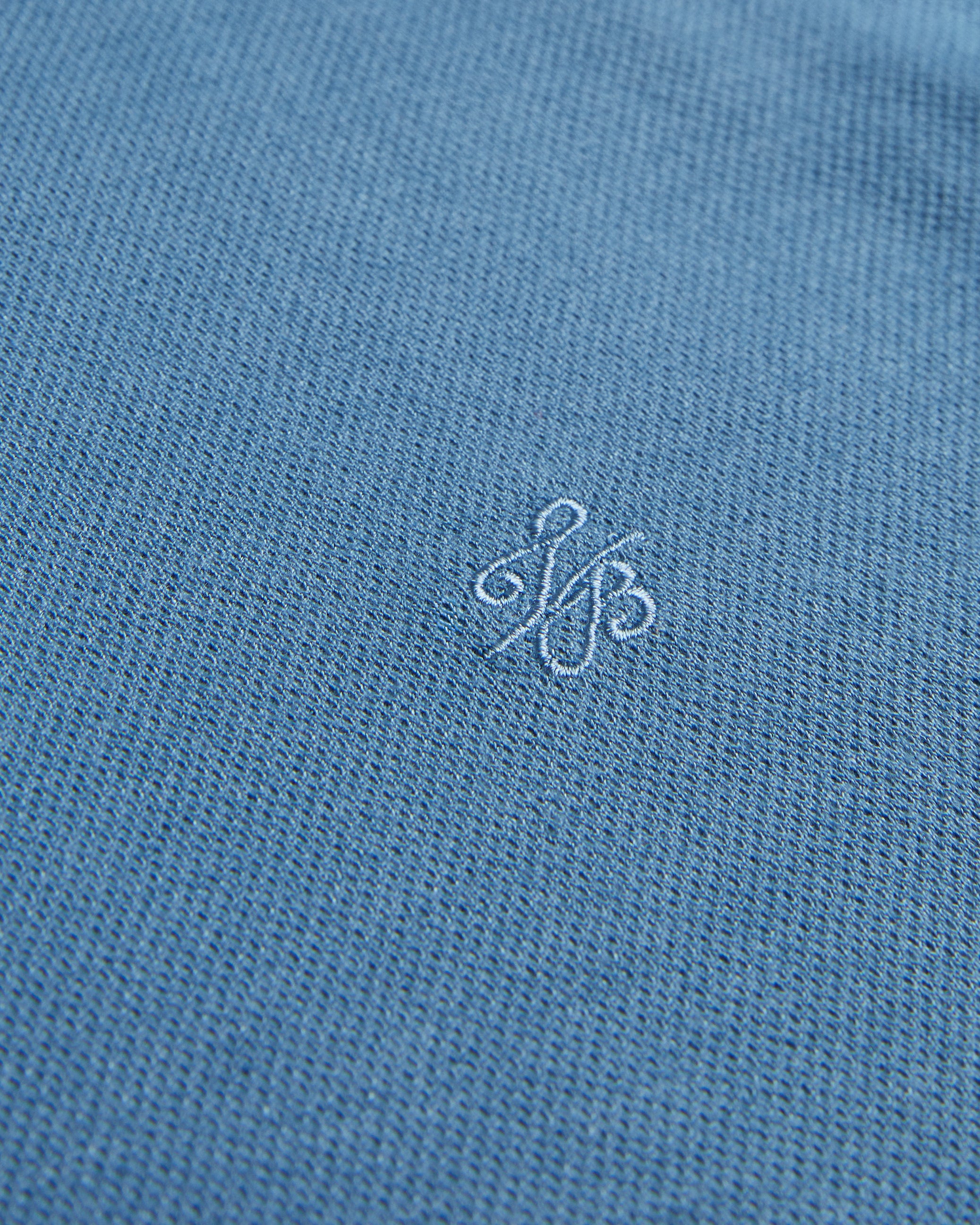 Maste Long Sleeve Open Collar Polo Shirt Mid-Blue