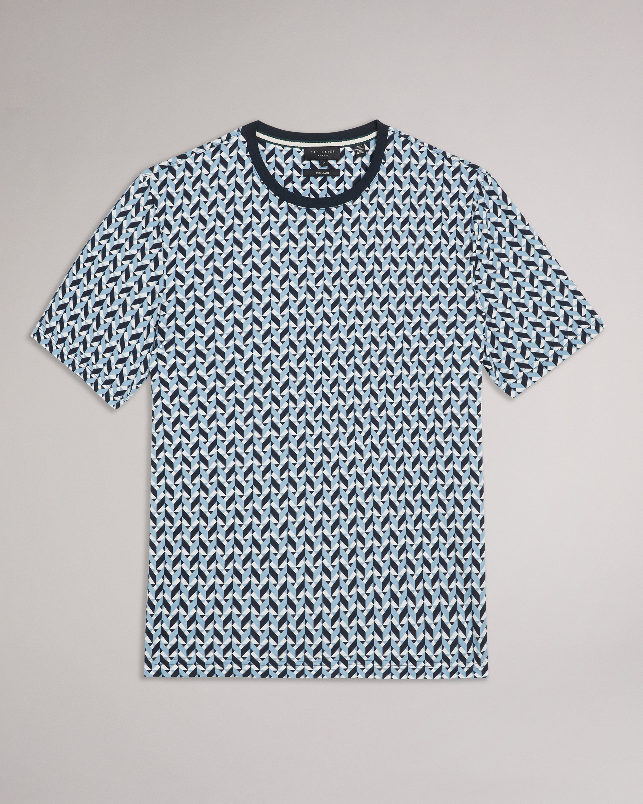 Chetel Short Sleeve Geometric Print T-Shirt Lt-Blue