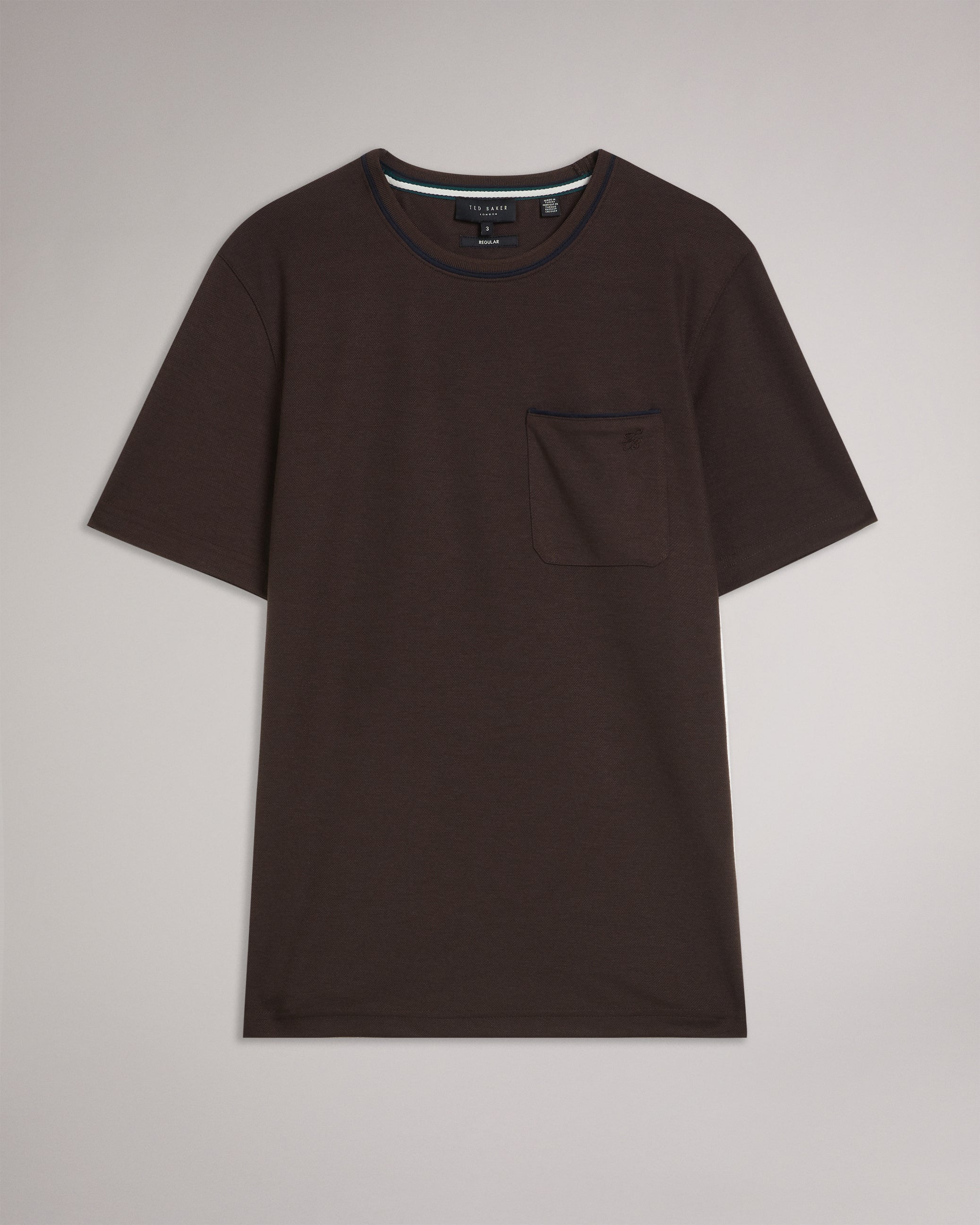Grine Short Sleeve T-Shirt With Suedette Trim Brn-Choc