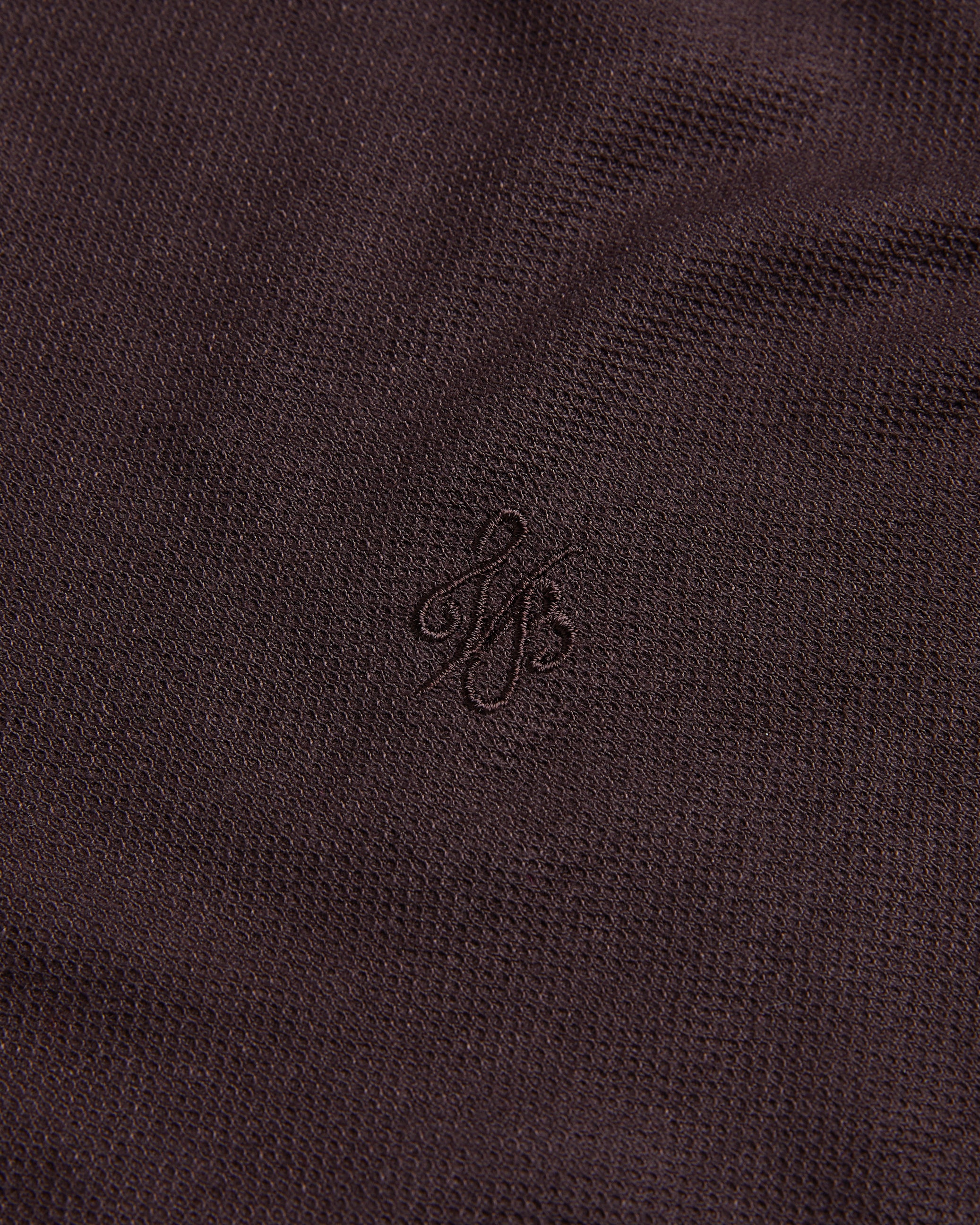 Aroue Short Sleeve Polo Shirt With Suedette Trim Brn-Choc
