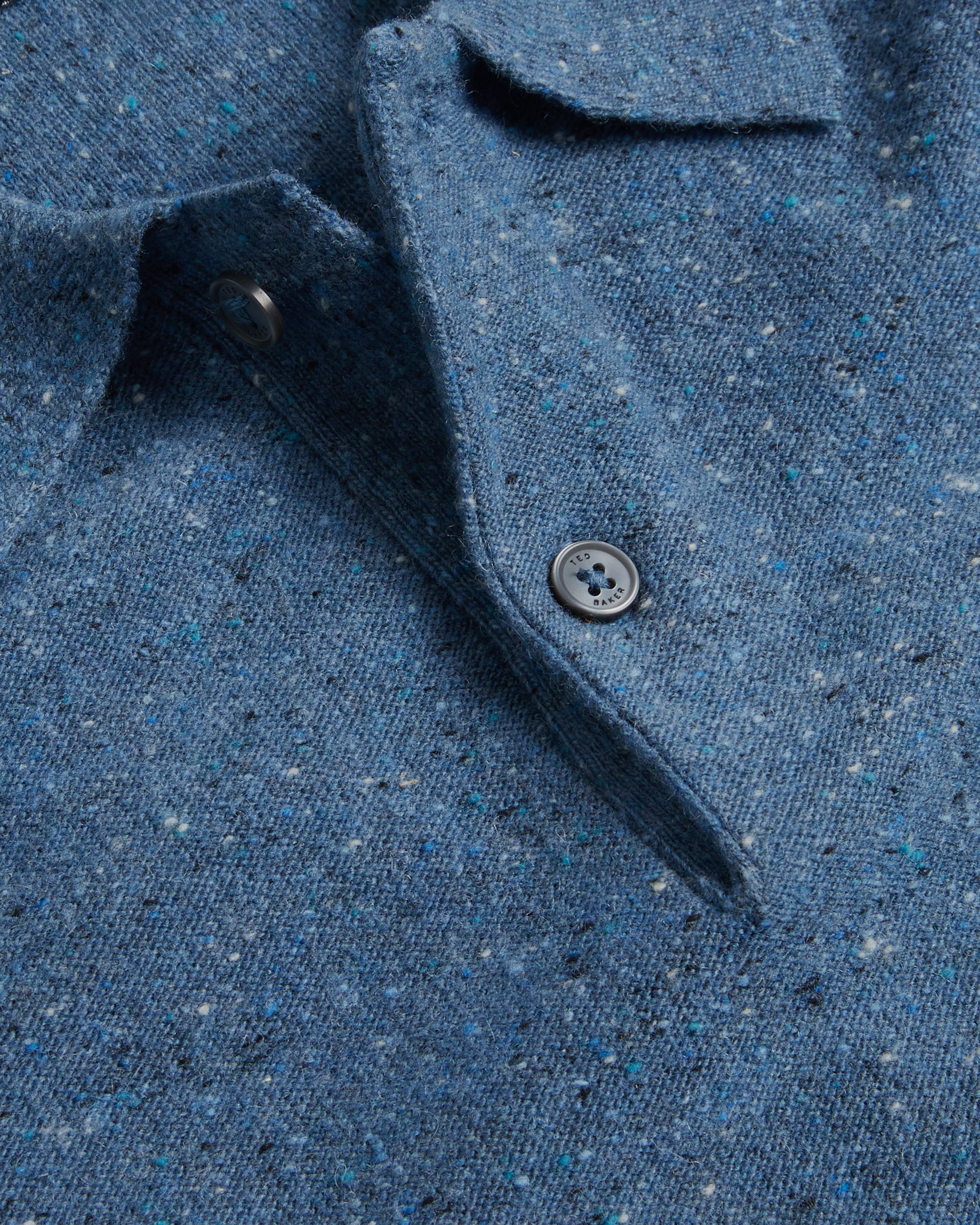 Ustee Marled Polo Shirt With Cable Knit Mid-Blue