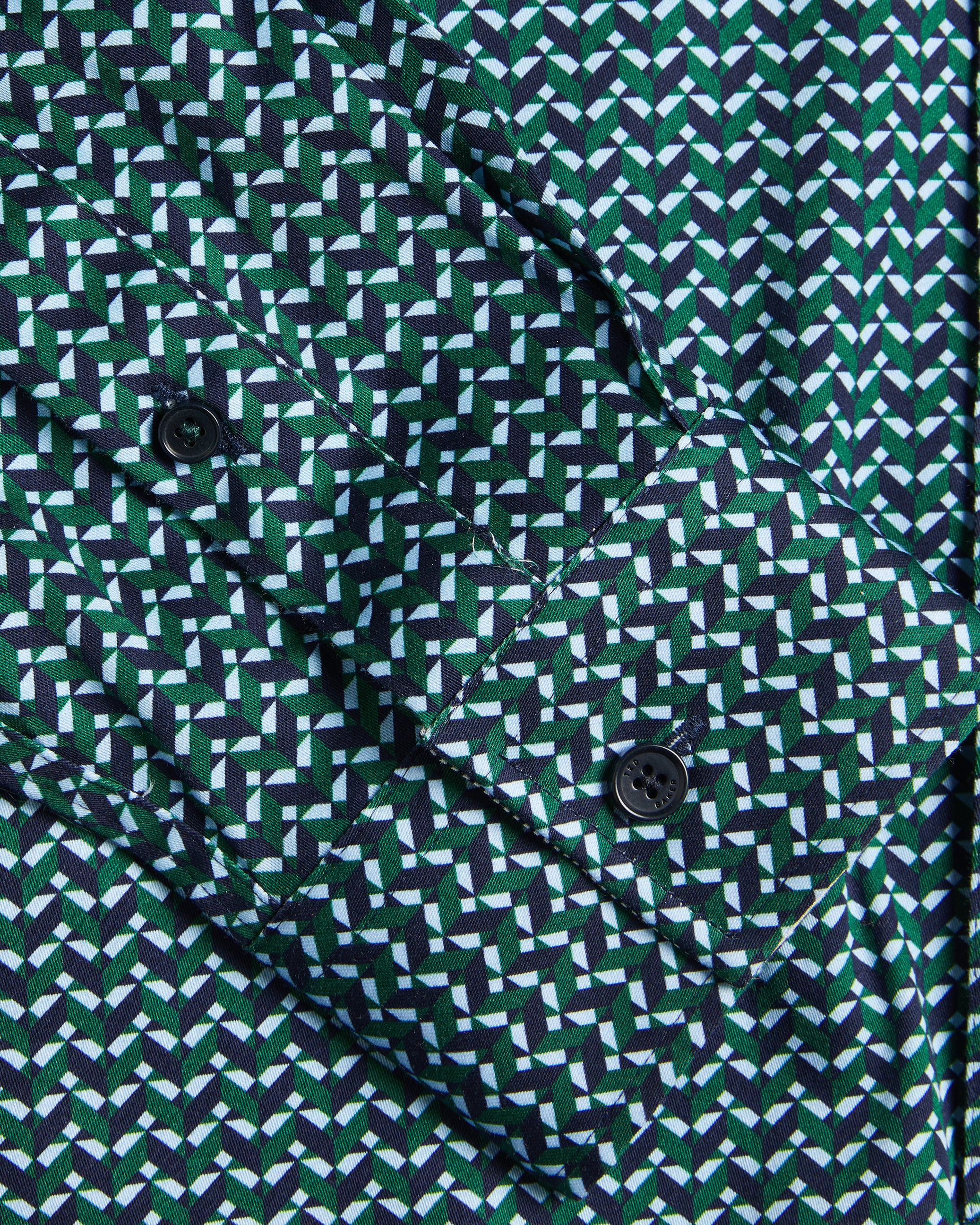 Laceby Long Sleeve Geometric Print Shirt Green