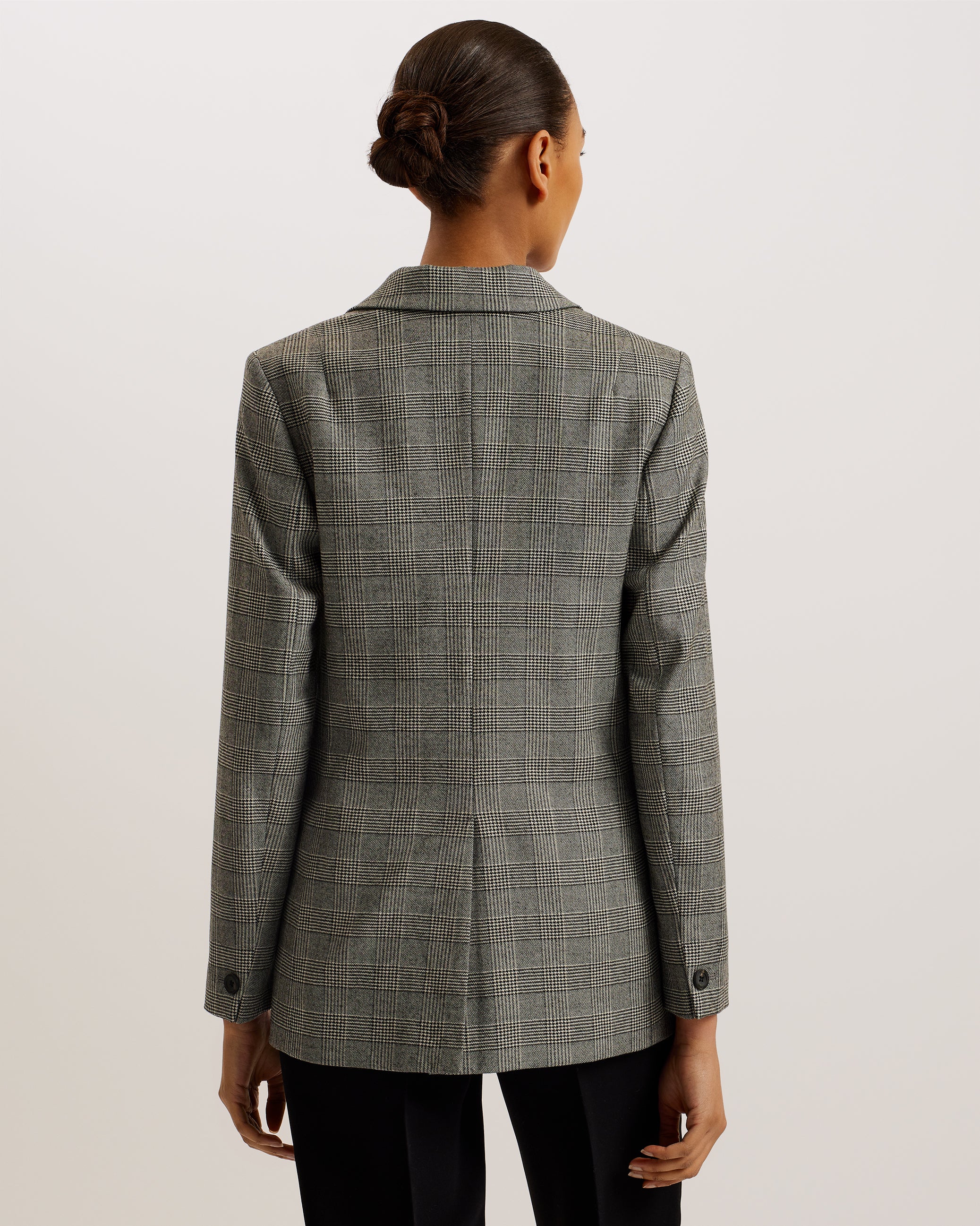 Jommia Wool Check Boyfriend Blazer Black