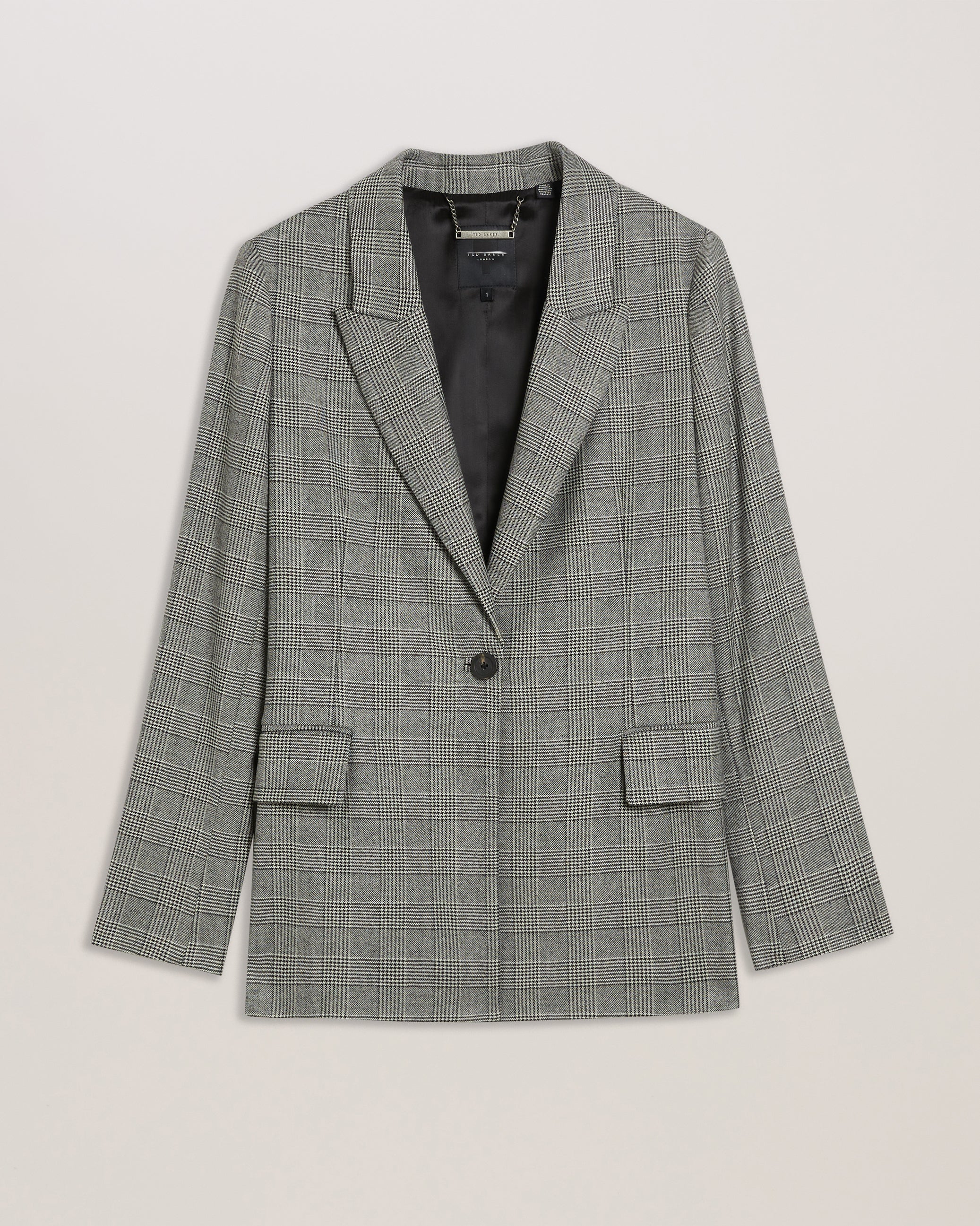 Jommia Wool Check Boyfriend Blazer Black