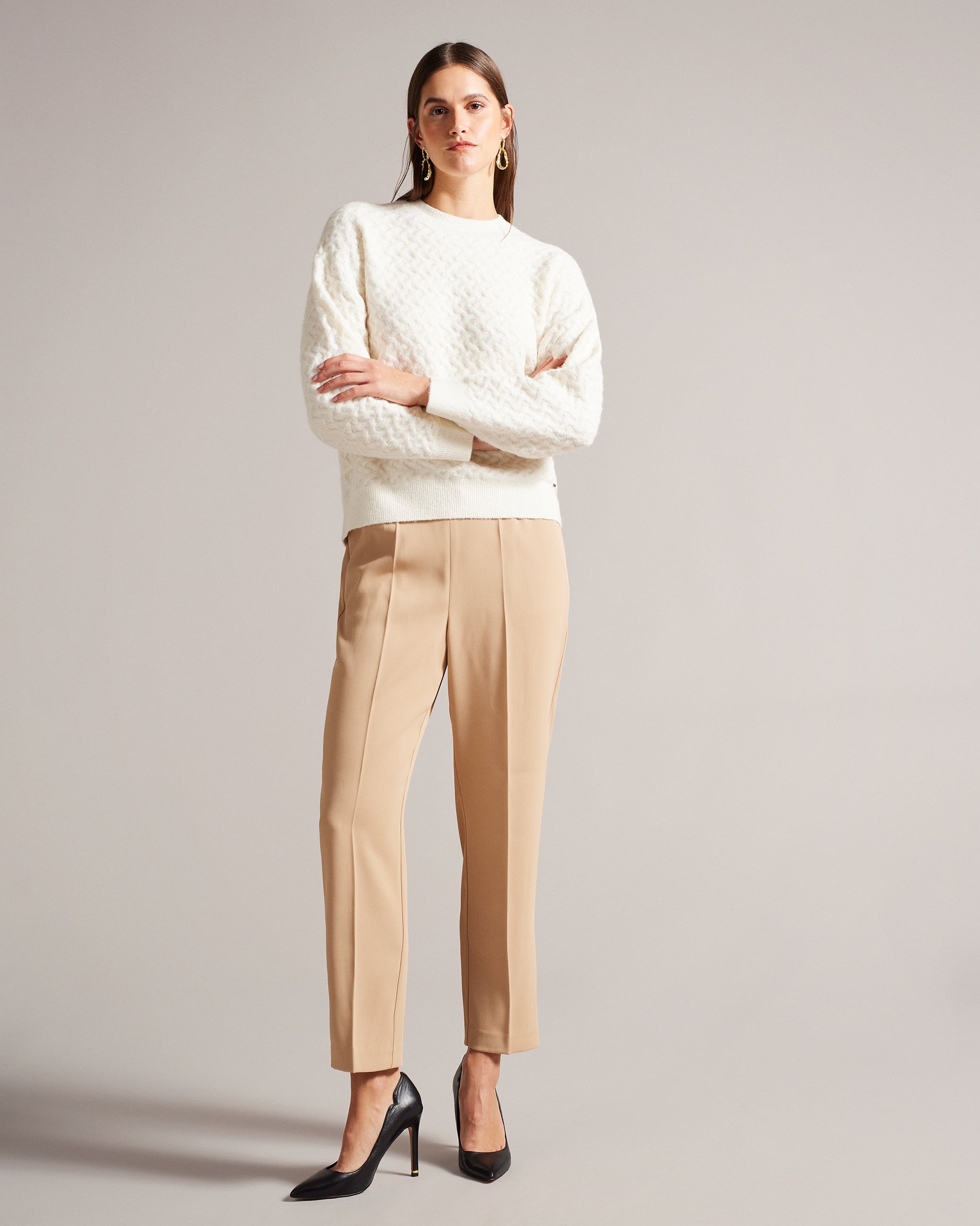 Morlea Horizontal Cable Relaxed Jumper Ivory