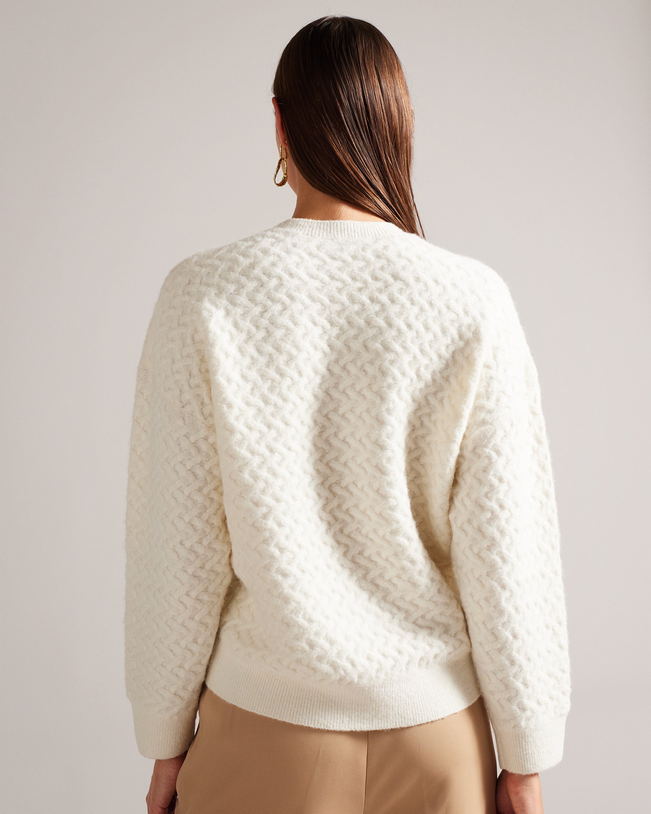Morlea Horizontal Cable Relaxed Jumper Ivory