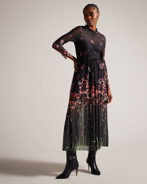 Buy Susenaa Floral Mesh Midaxi Dress Black Ted Baker UAE – Ted