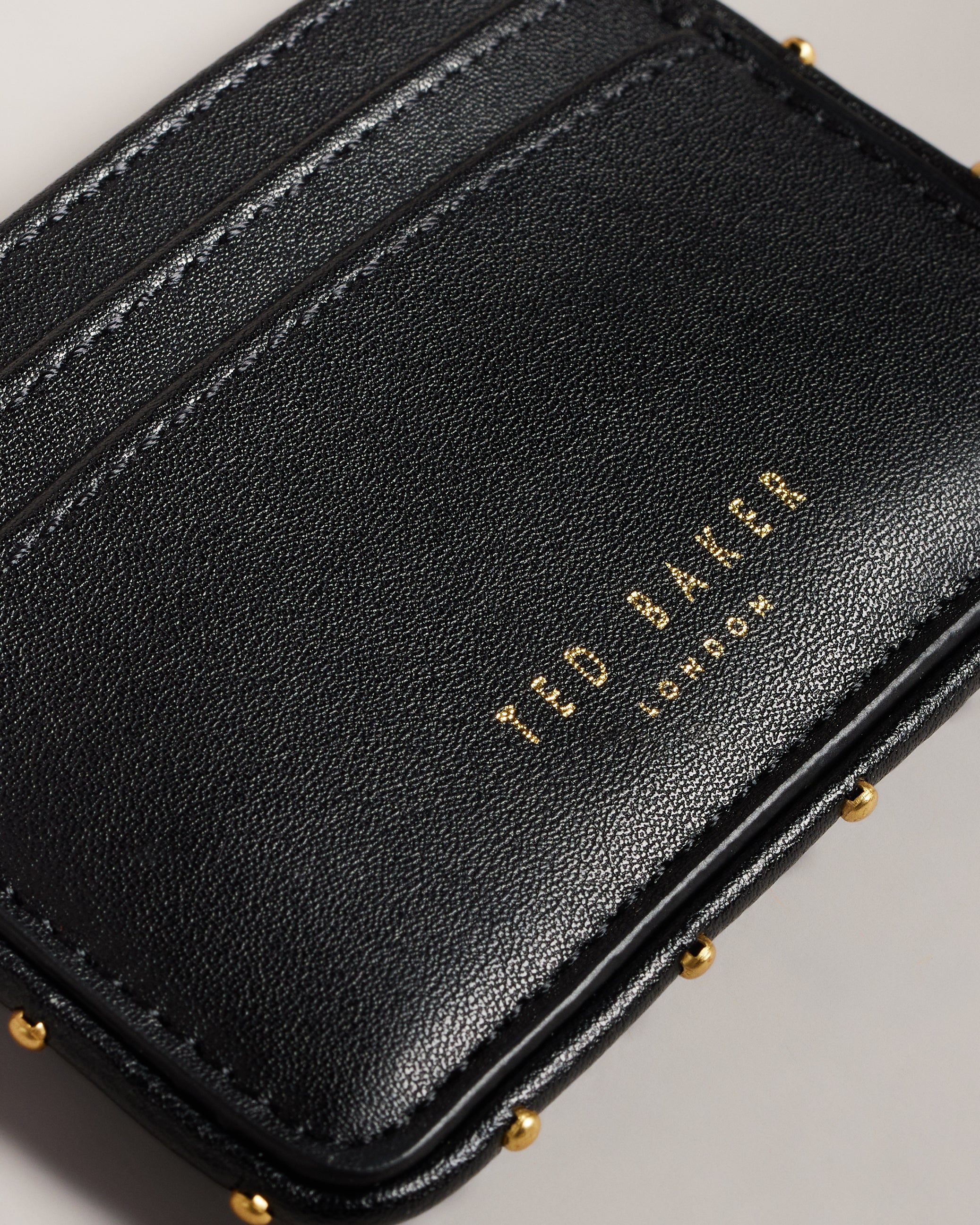 Kahnia Studded Edge Leather Cardholder Black