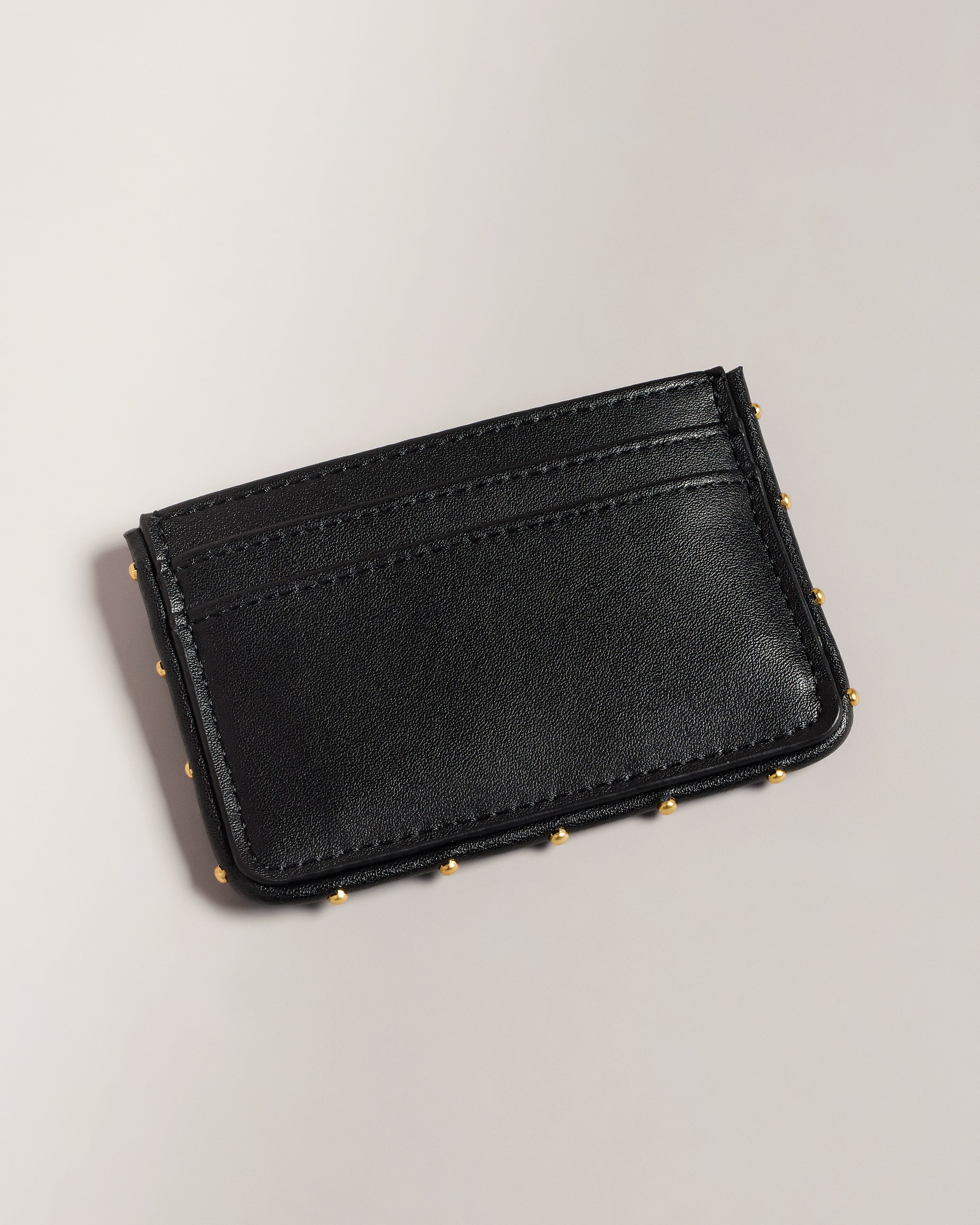 Kahnia Studded Edge Leather Cardholder Black