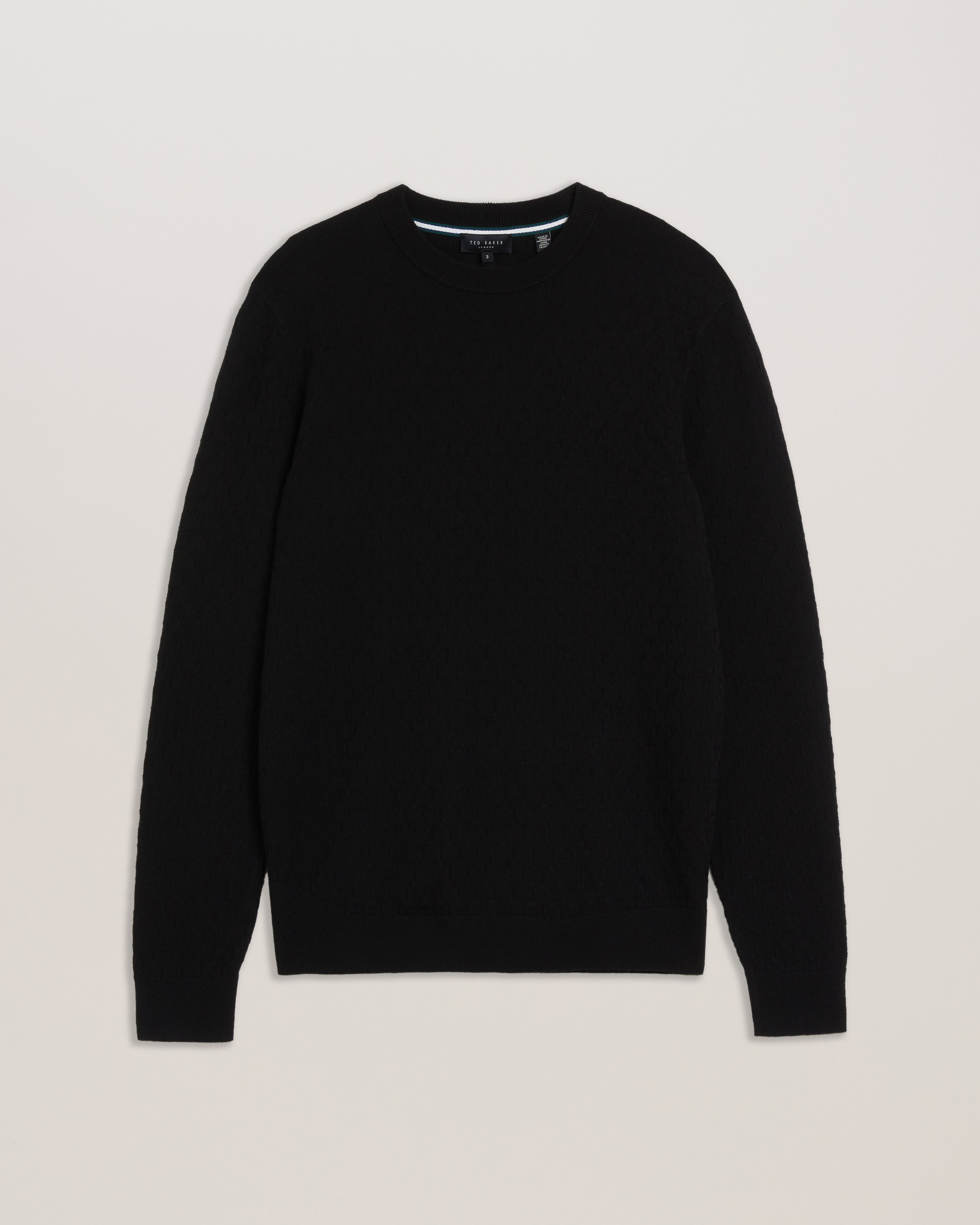 Loung Ls Diamond Stitch Crew Neck Black