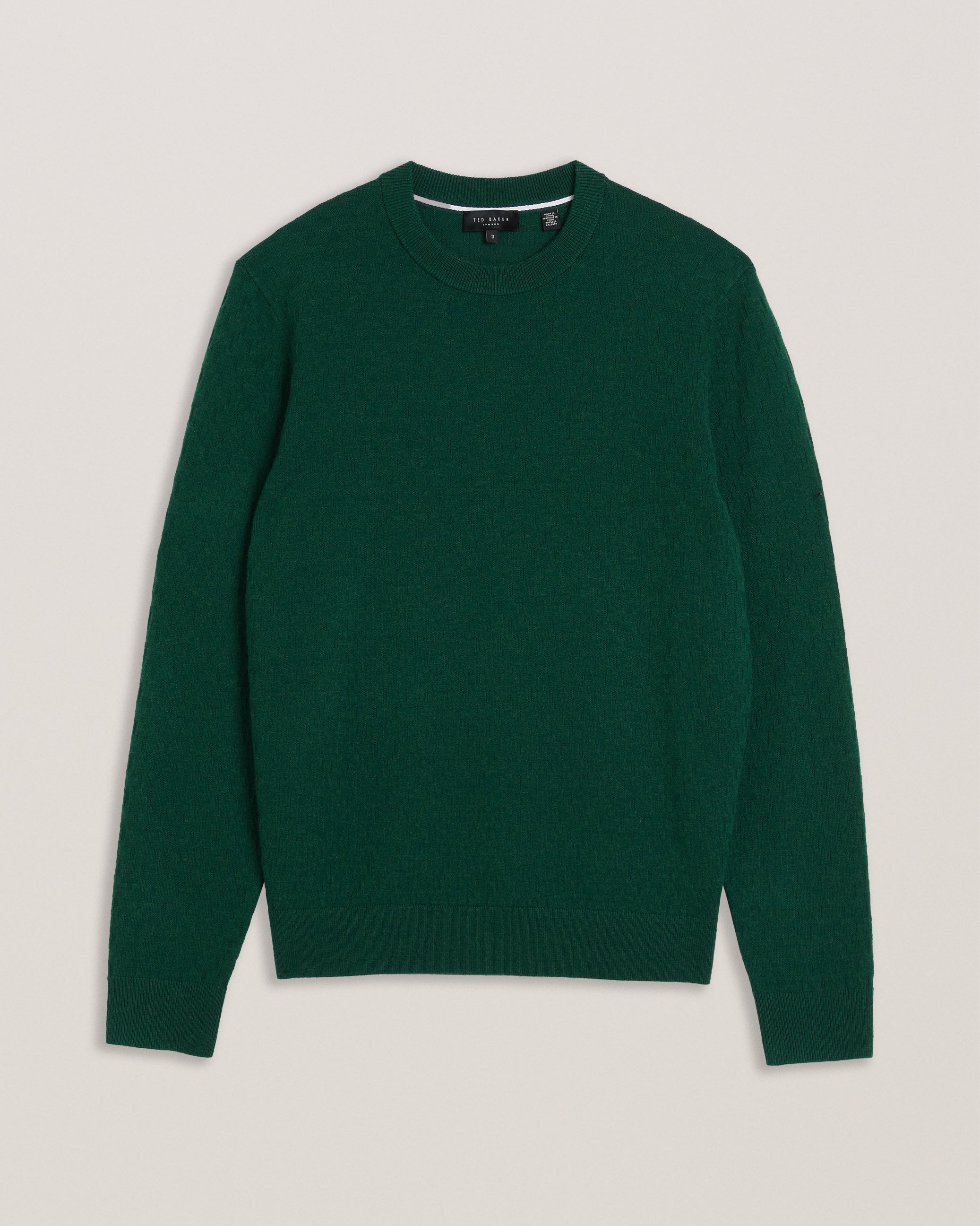 Loung Ls Diamond Stitch Crew Neck Dk-Green