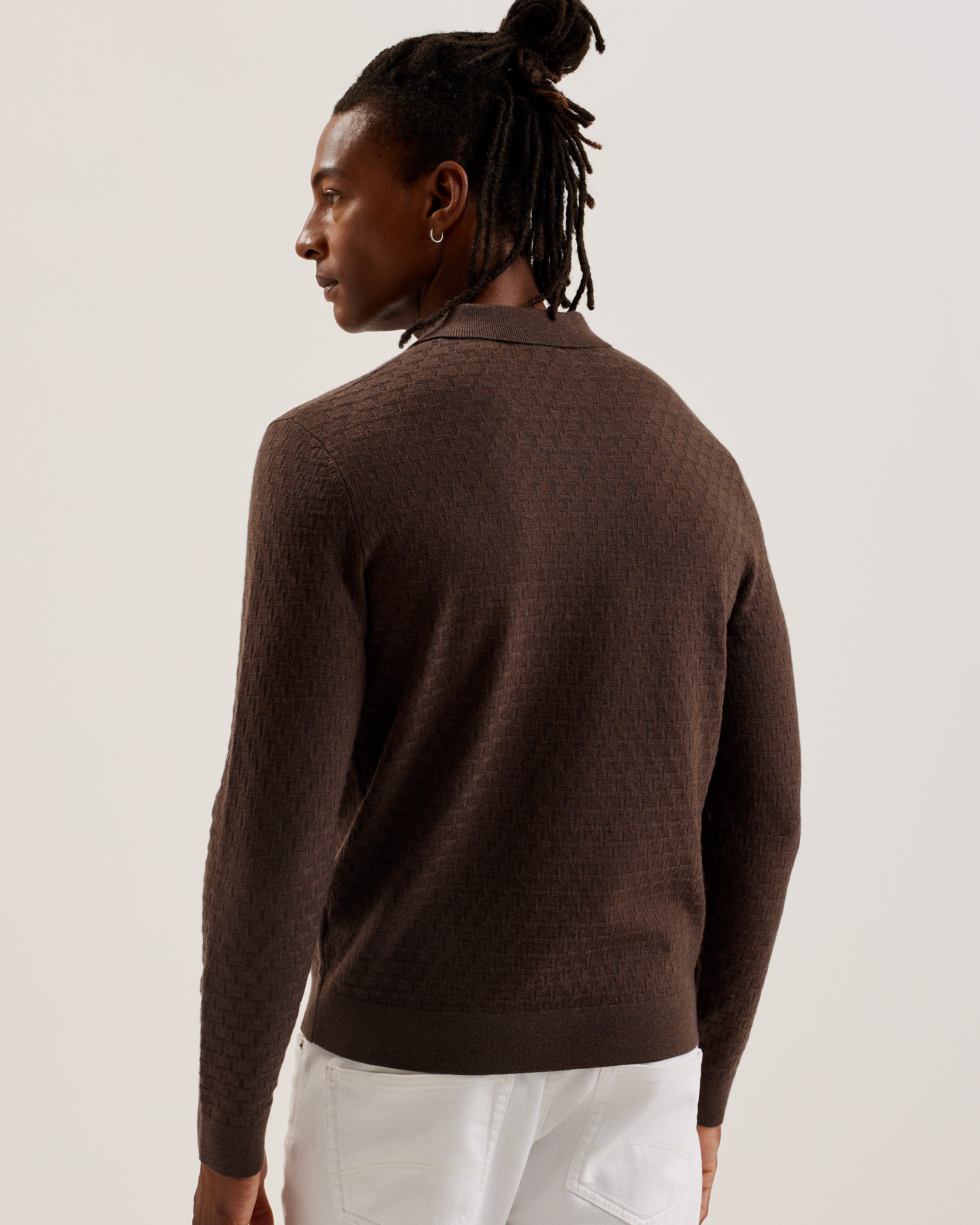 Morar Ls T Stitch Knitted Polo Dk-Brown