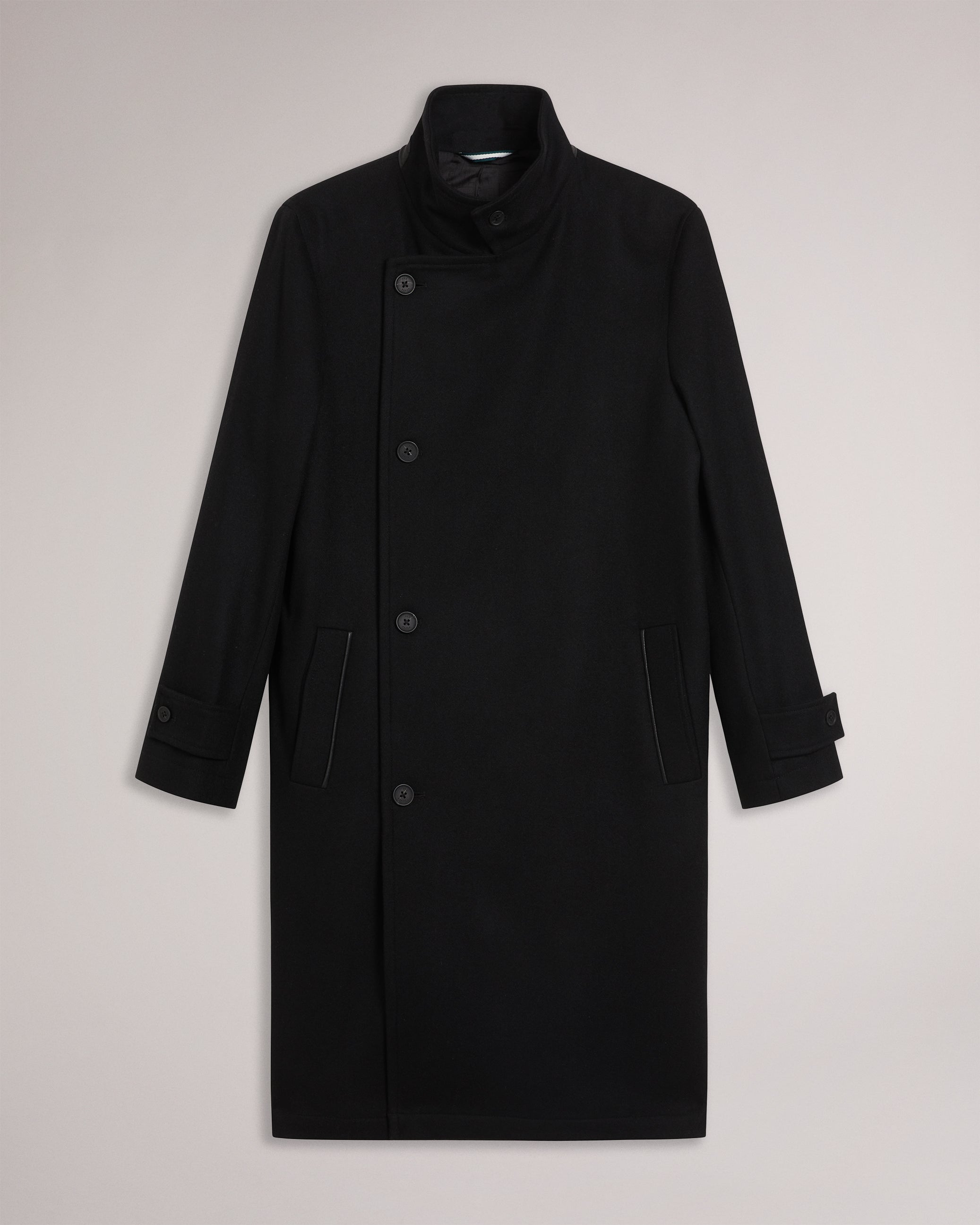 Radford Longline Wool Funnel Neck Wrap Coat Black