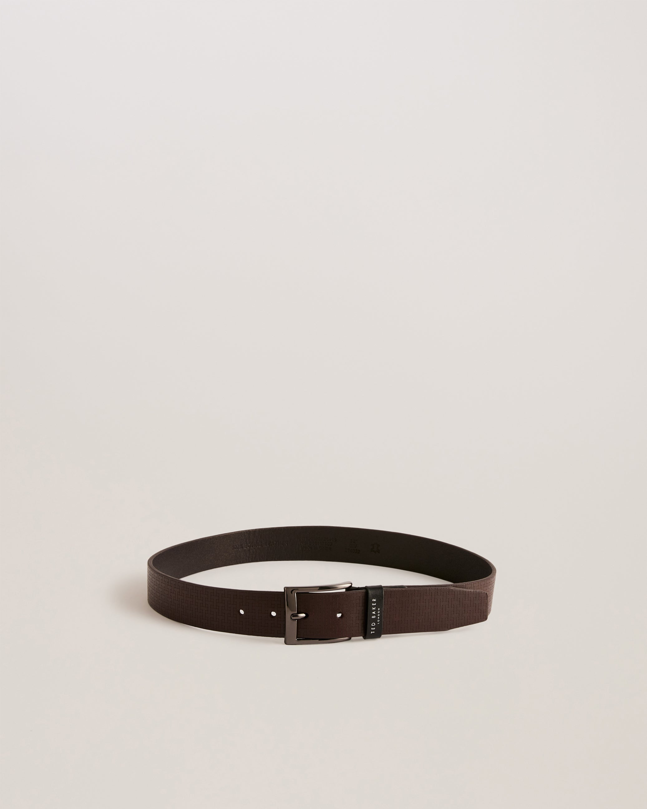 Hady T Etched Leather Belt Black