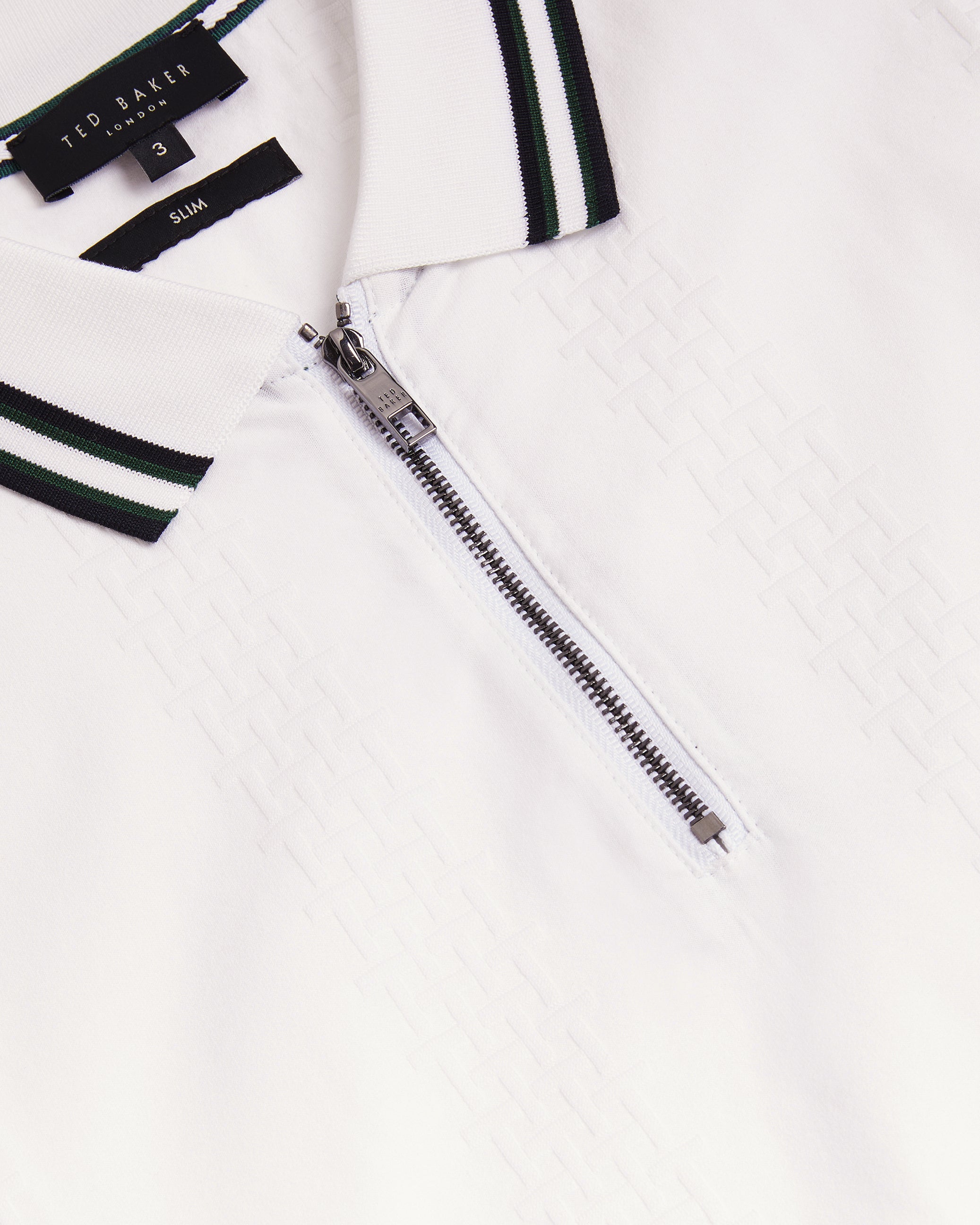 Orbite Slim Fit Jacquard Zip Polo Shirt White