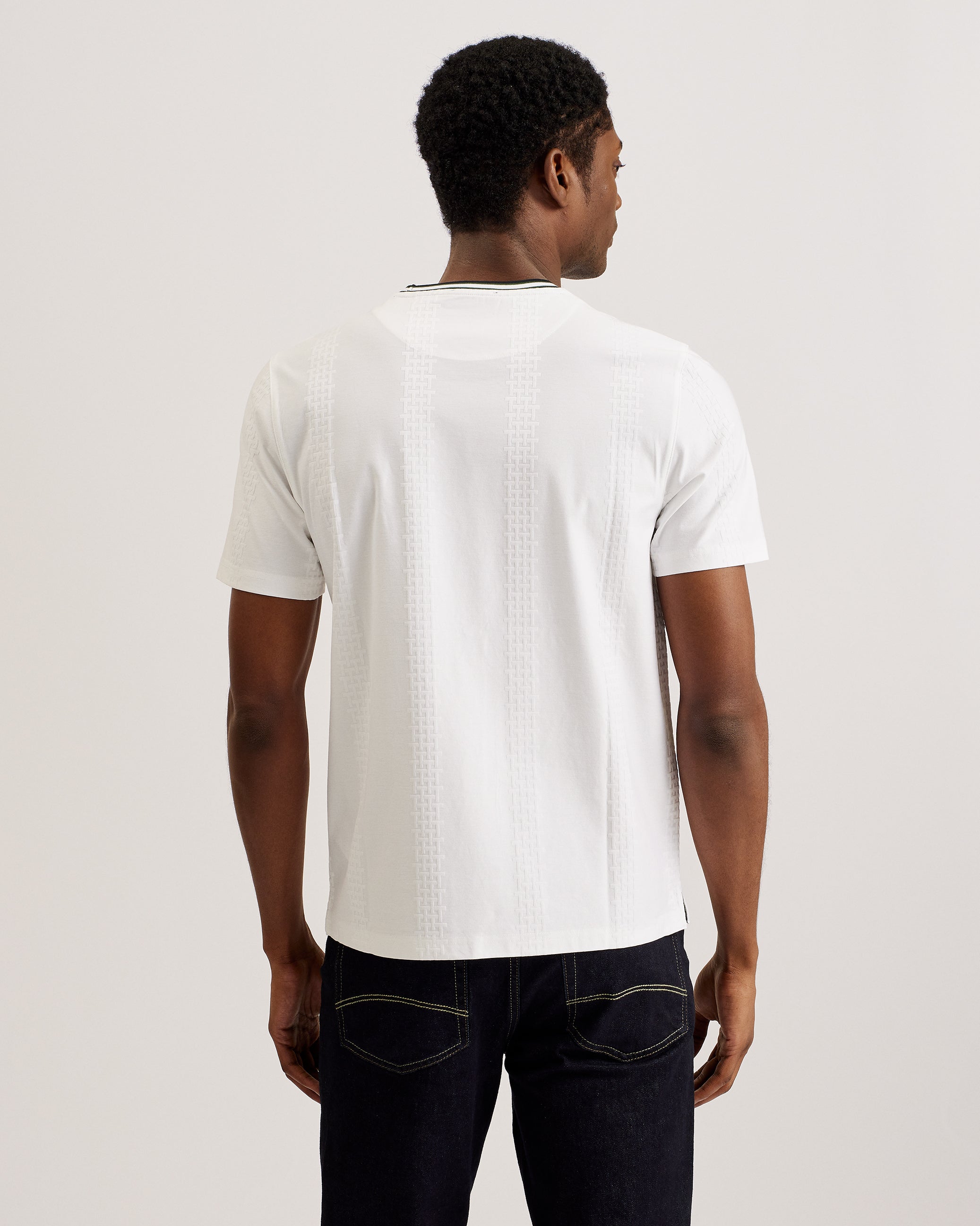 Rousel SS Slim  Fit Jacquard T-Shirt White