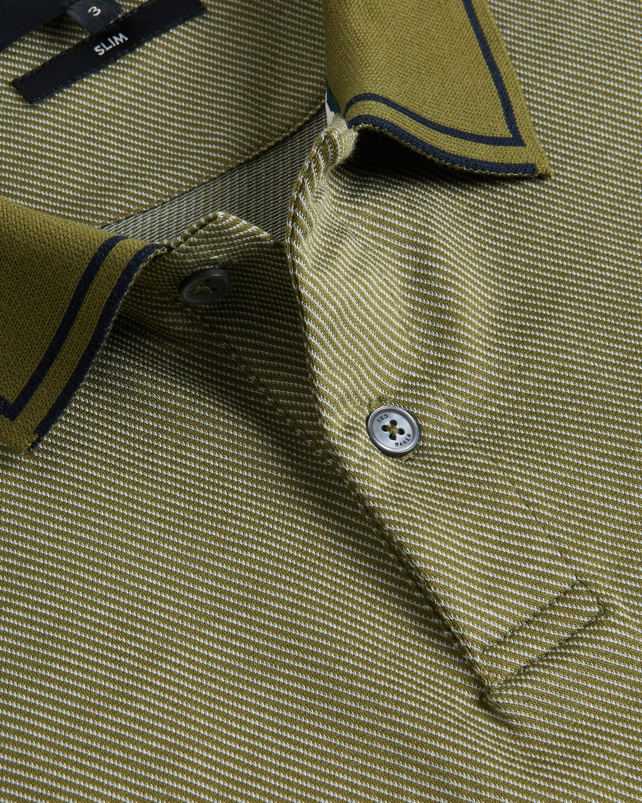 Helta Stripe Detail Slim Fit Polo Shirt Khaki
