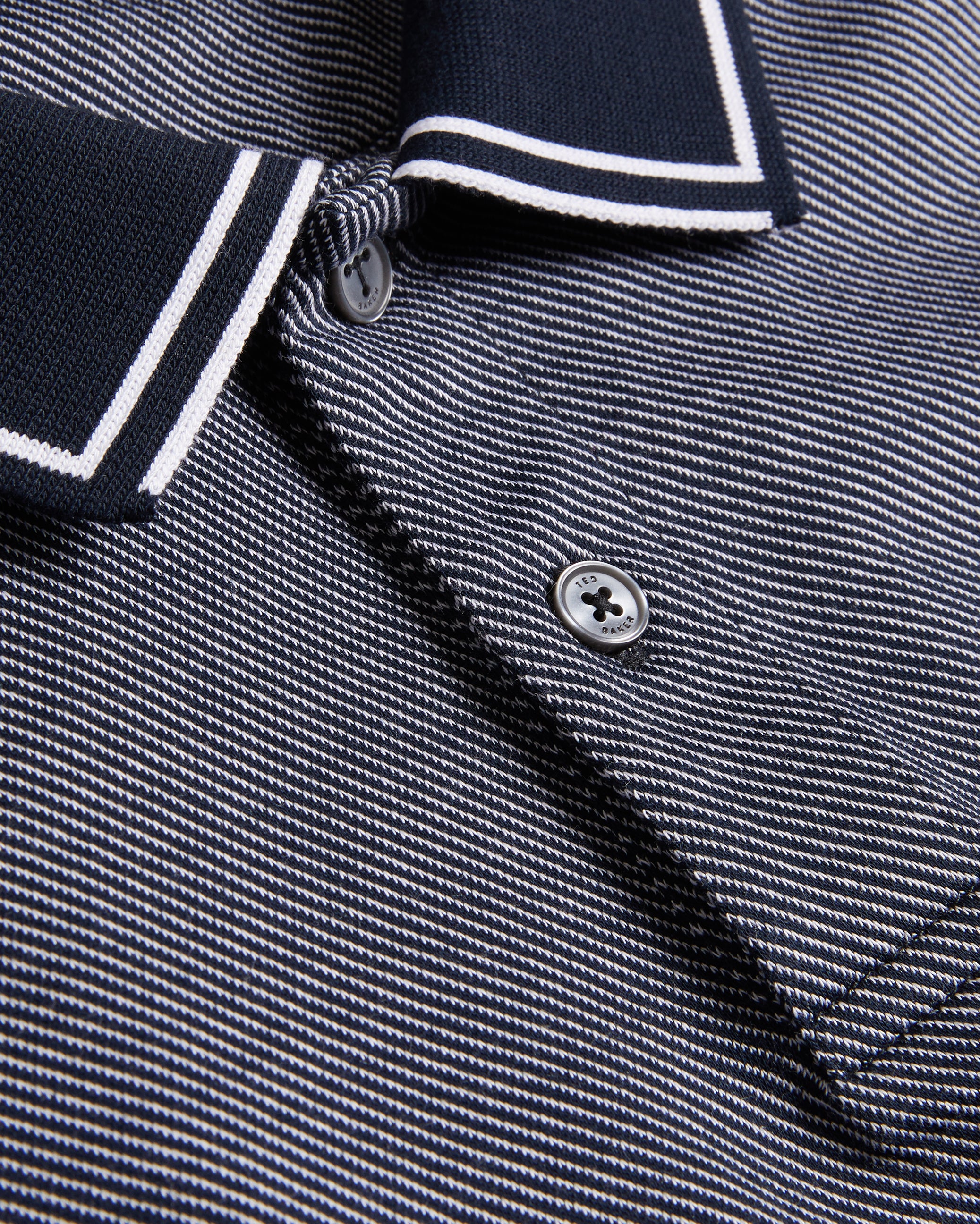 Helta Stripe Detail Slim Fit Polo Shirt Navy