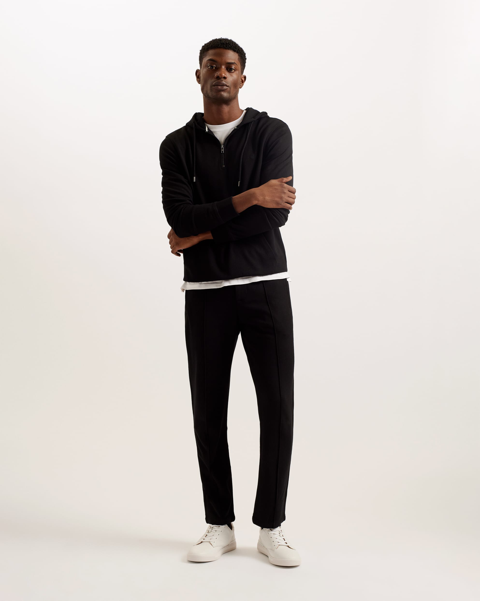 Vitron Slim Fit Creased Jersey Trousers Black