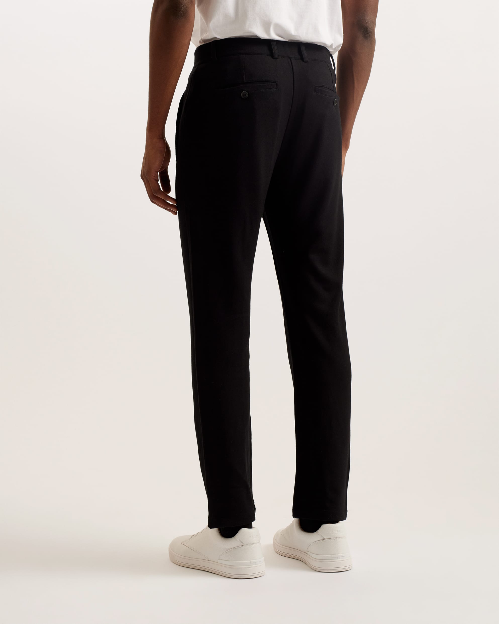 Vitron Slim Fit Creased Jersey Trousers Black