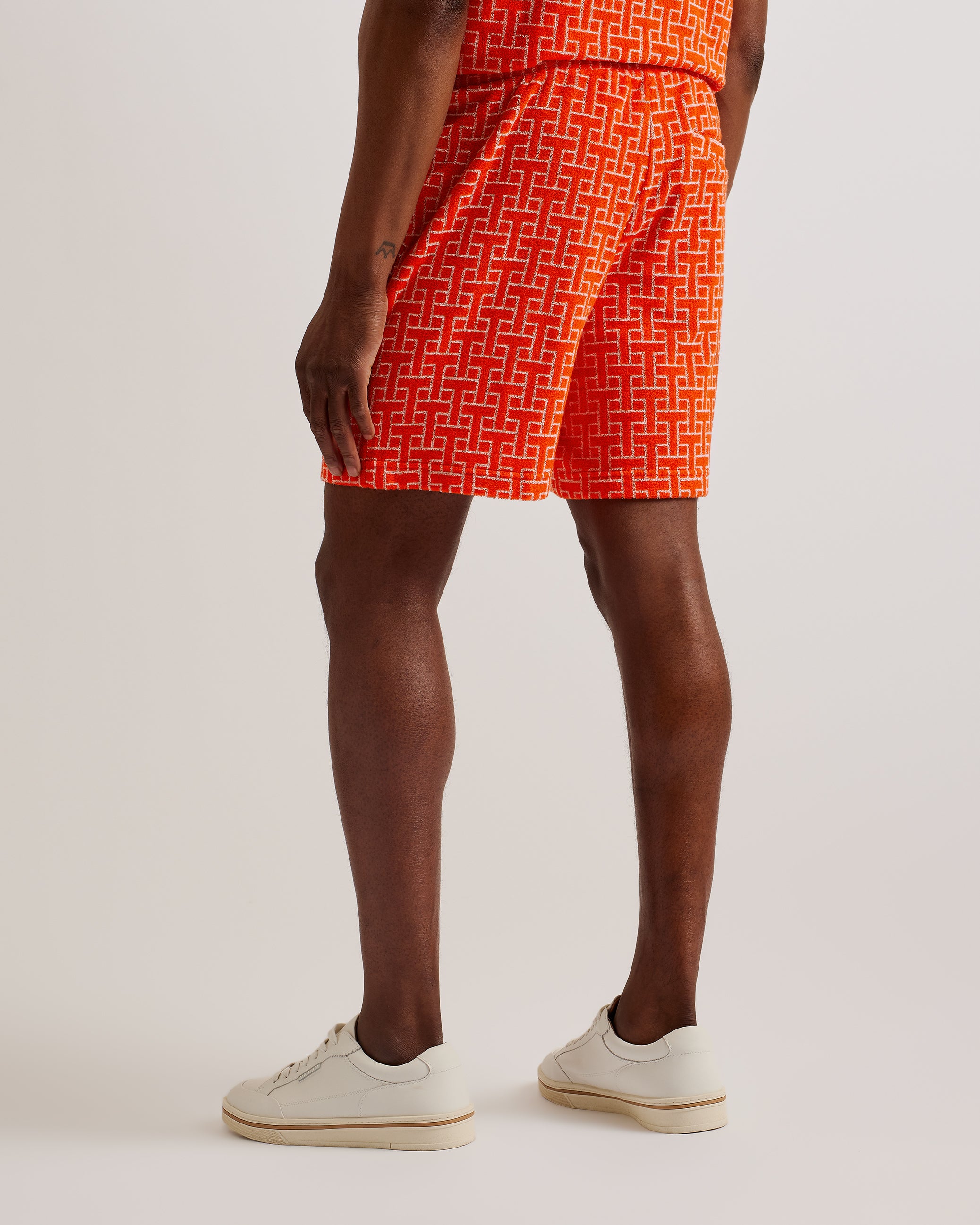 Ainbow Printed Towelling Jersey Shorts Brt-Orange