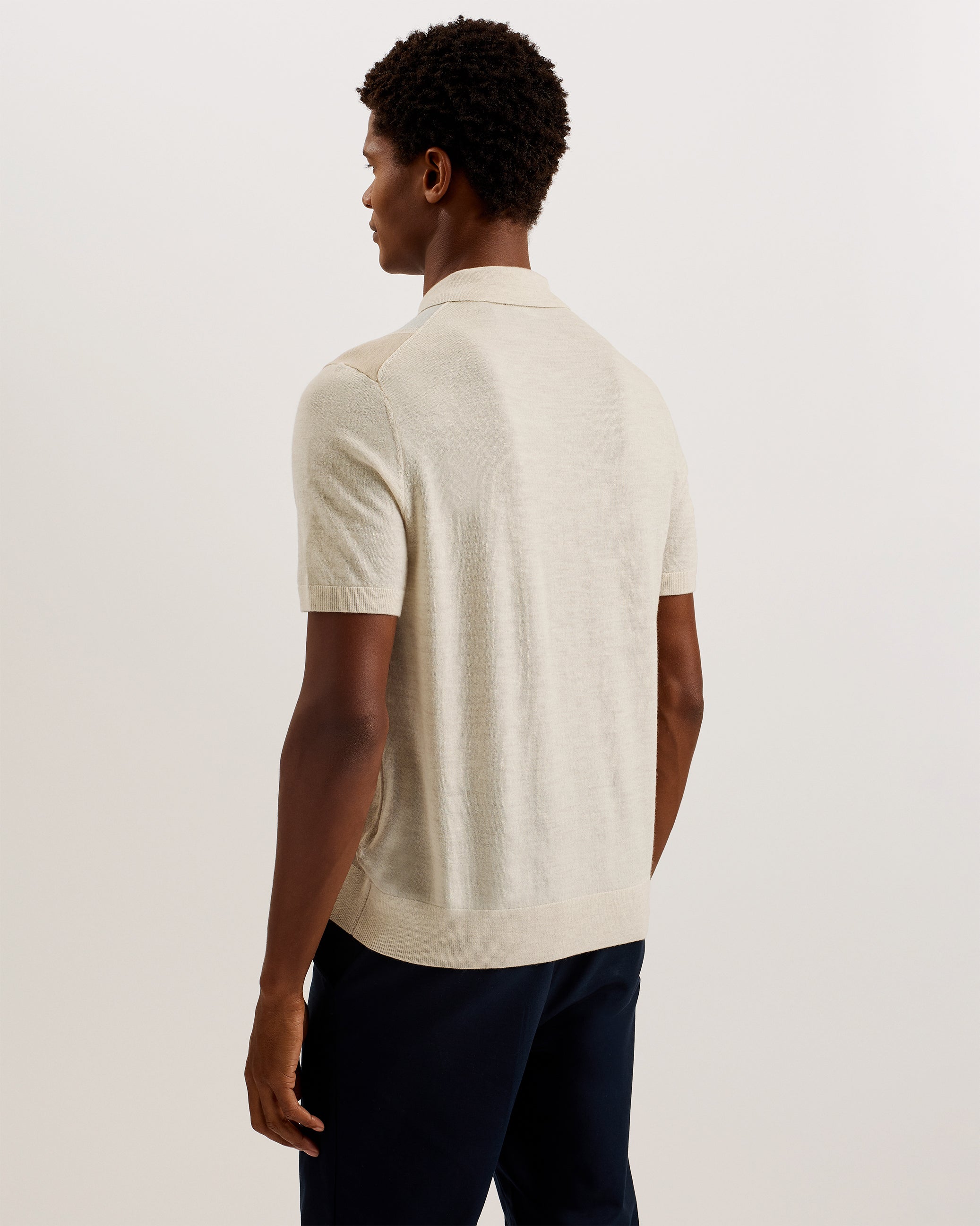 Ambler Short Sleeve T Colour Block Polo Taupe