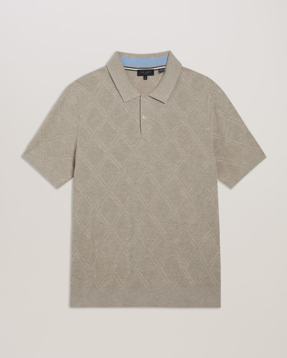 Ventar Diamond Knit Polo Shirt Stone